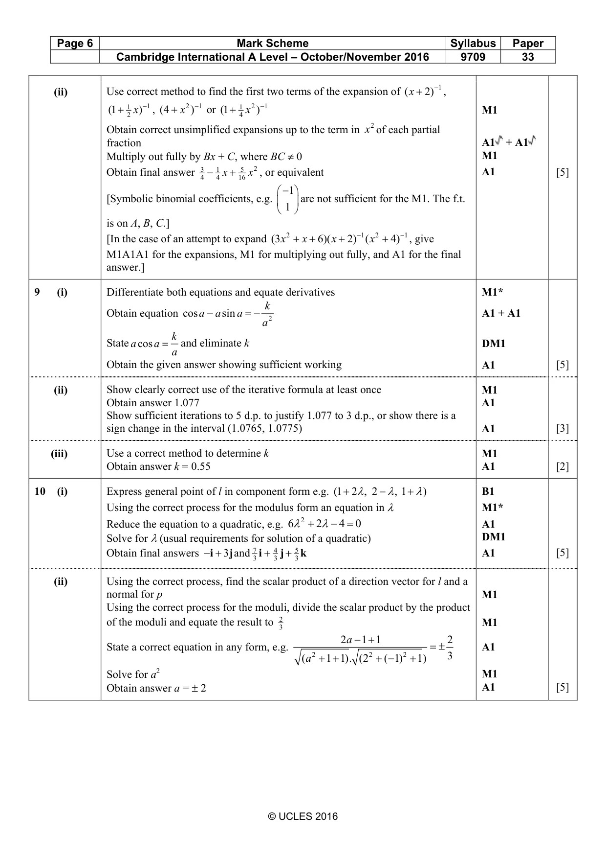 Mark scheme, page 6 of 6
