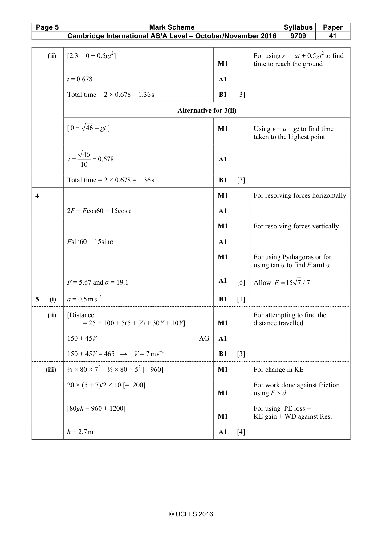 Mark scheme, page 5 of 7