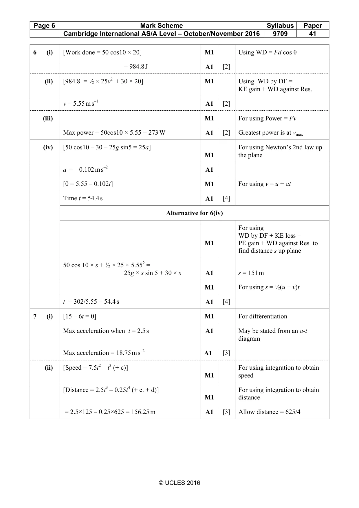 Mark scheme, page 6 of 7
