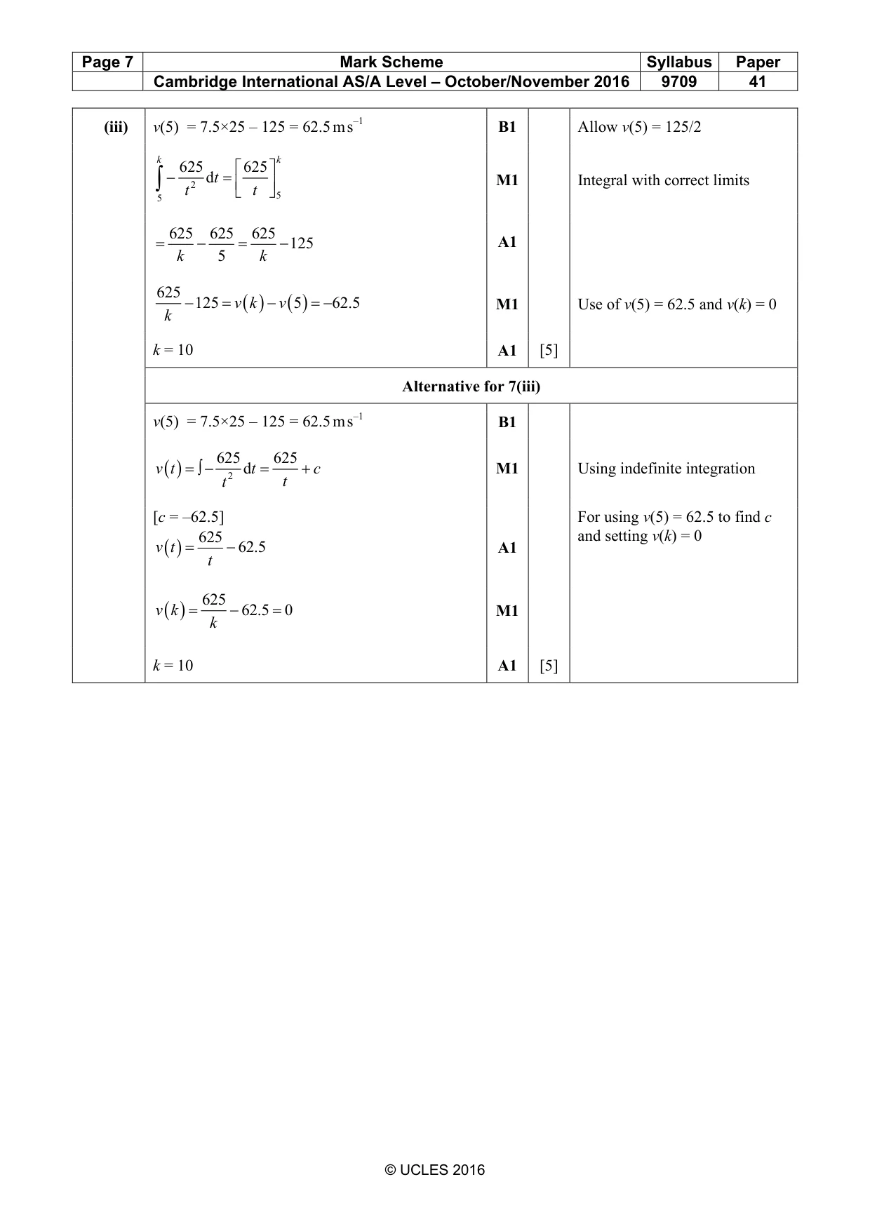 Mark scheme, page 7 of 7