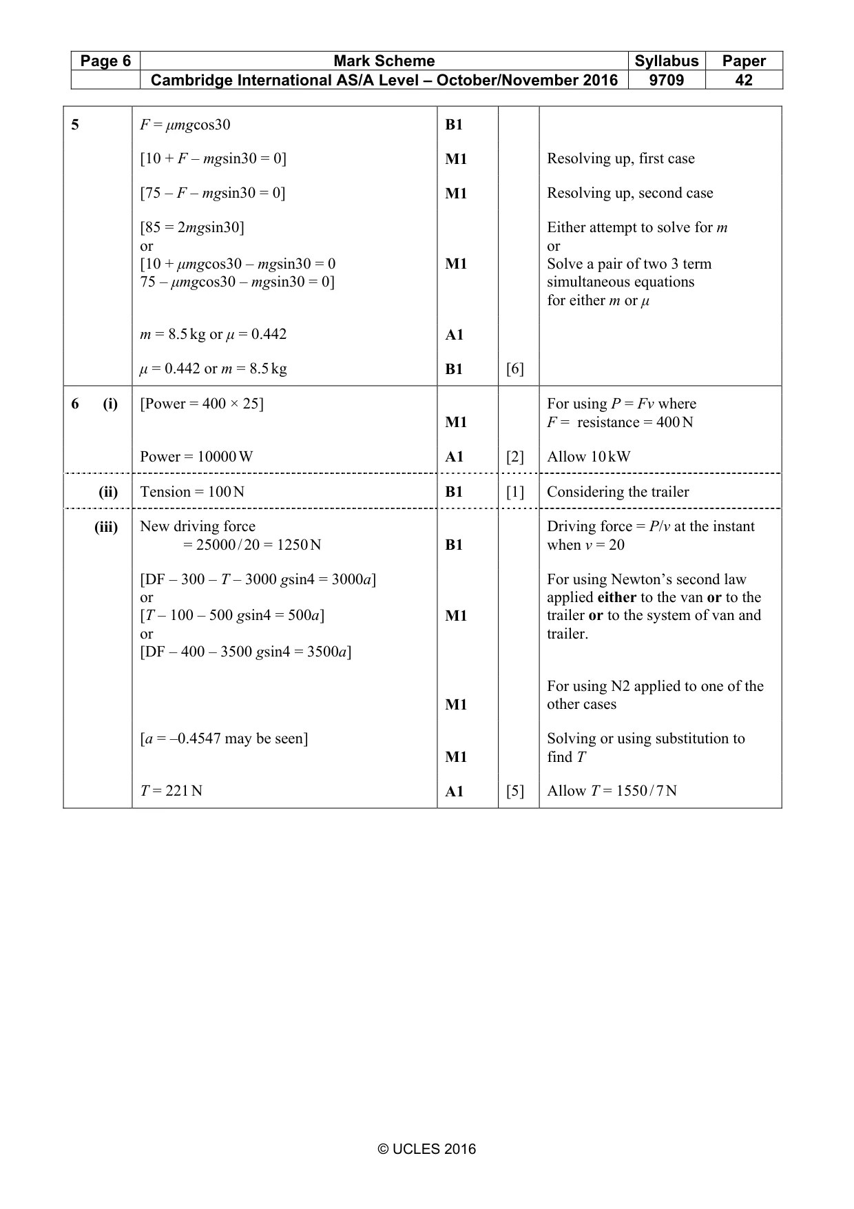 Mark scheme, page 6 of 7