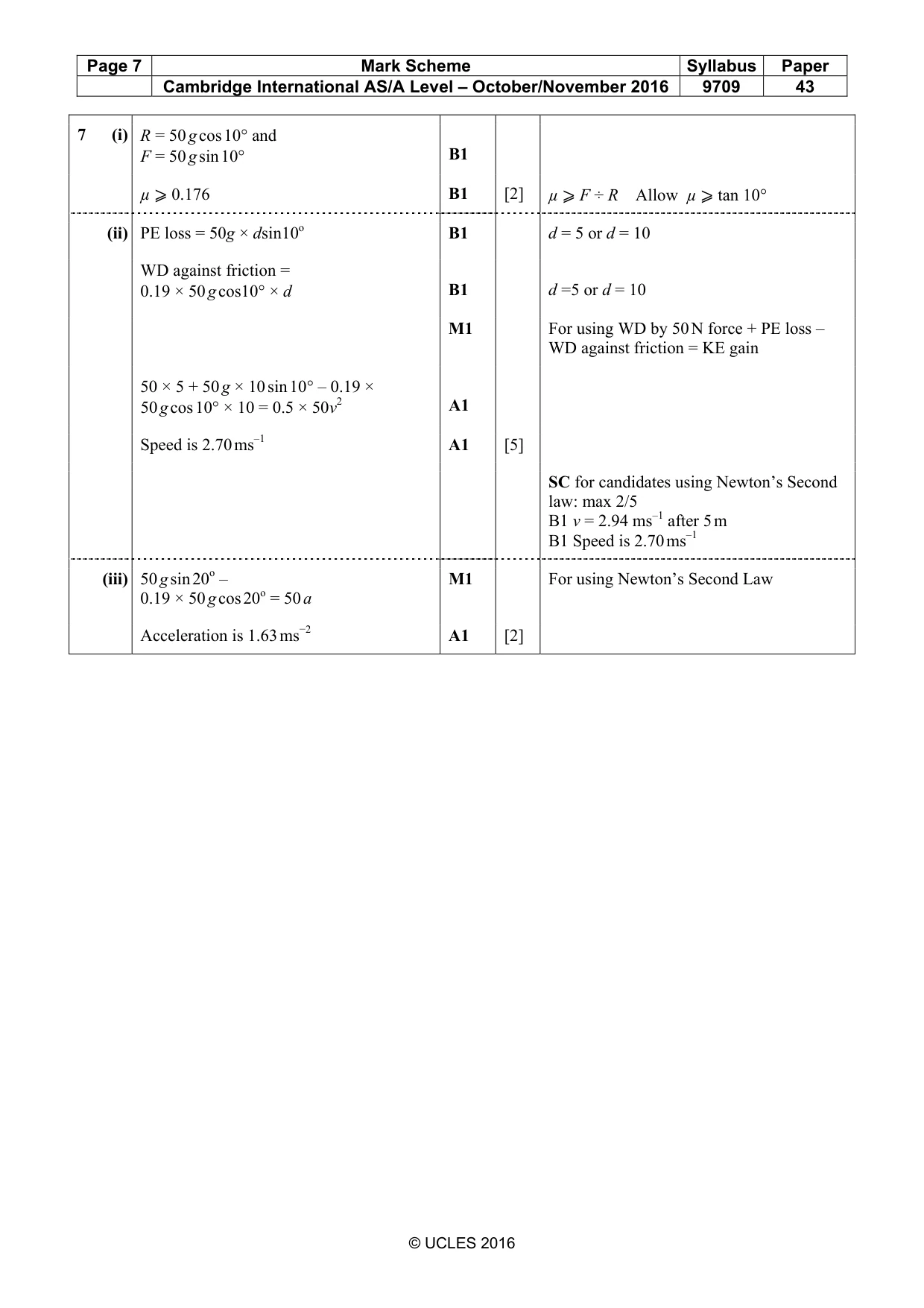 Mark scheme, page 7 of 7