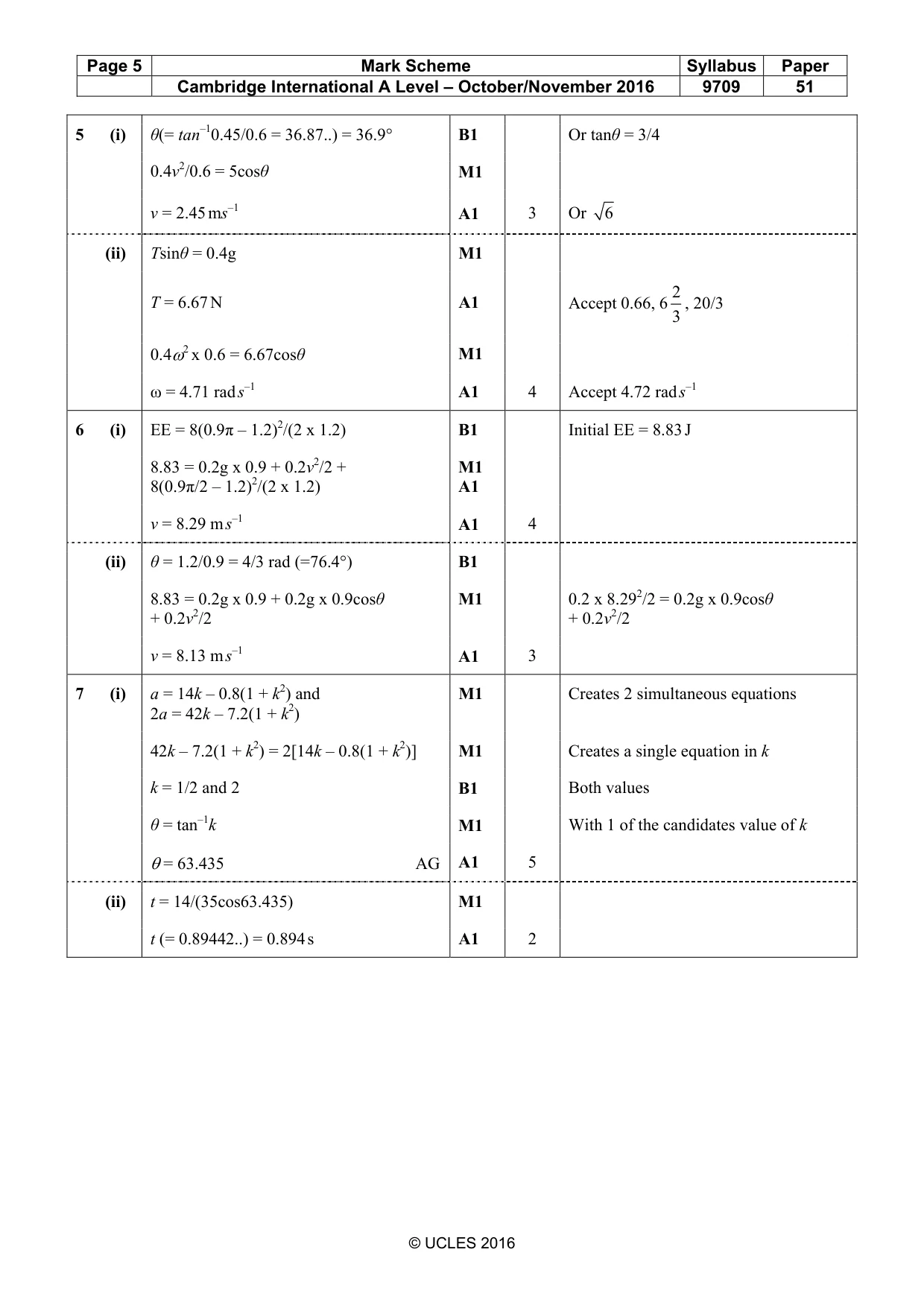 Mark scheme, page 5 of 6