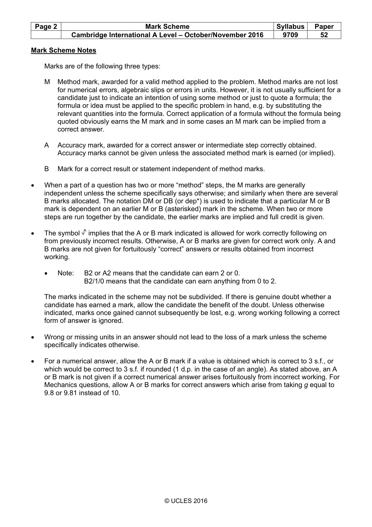Mark scheme, page 2 of 6