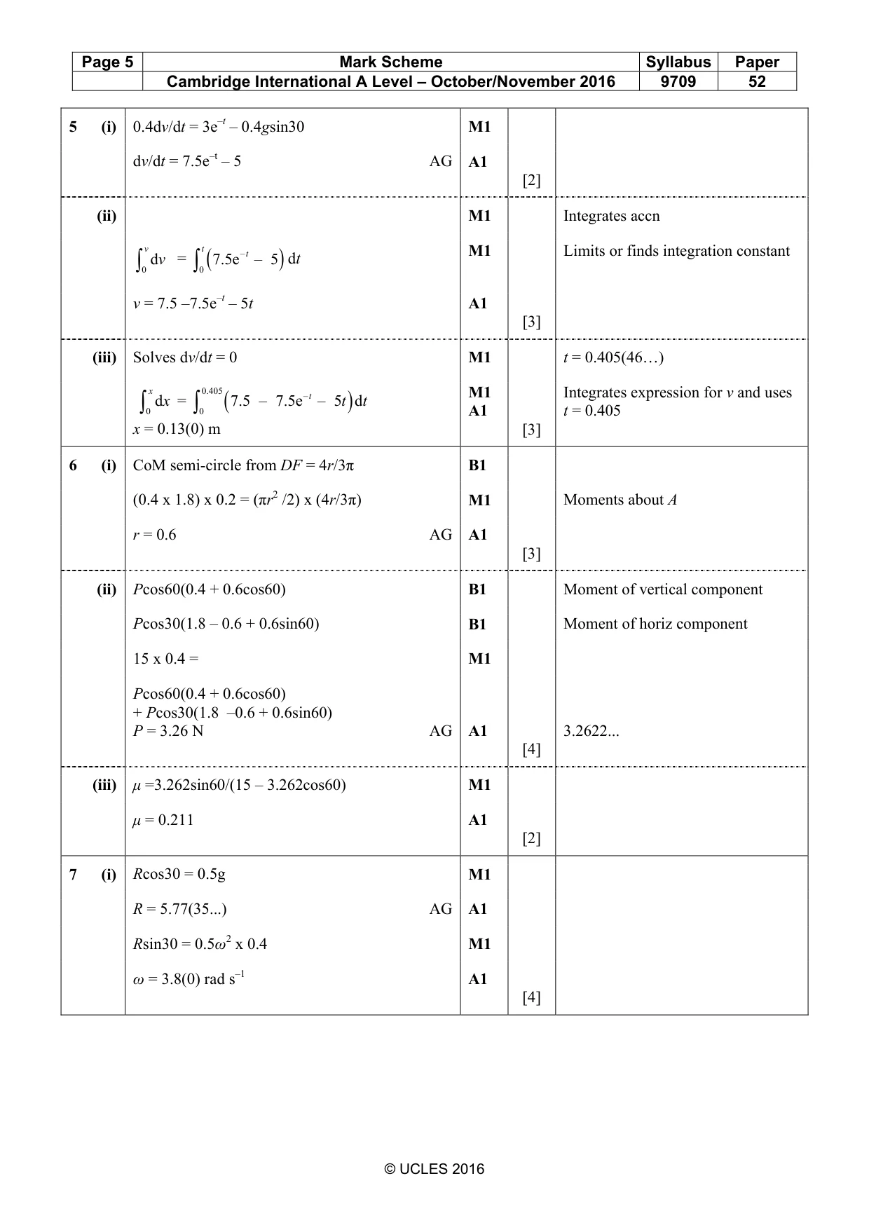 Mark scheme, page 5 of 6