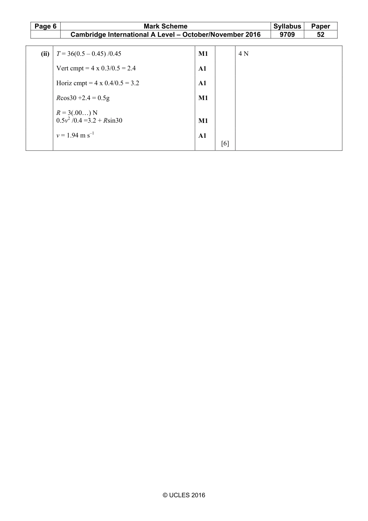Mark scheme, page 6 of 6