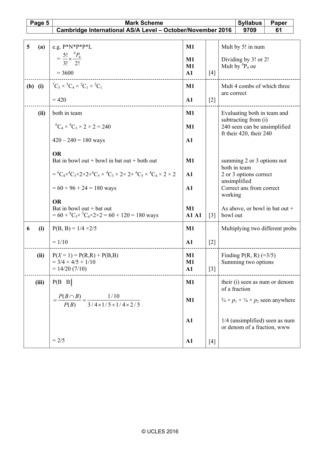 Mark scheme, page 5 of 6