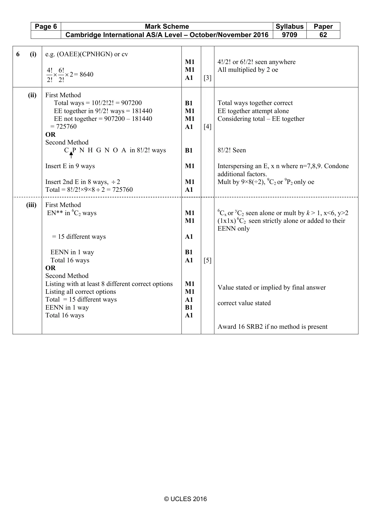 Mark scheme, page 6 of 6
