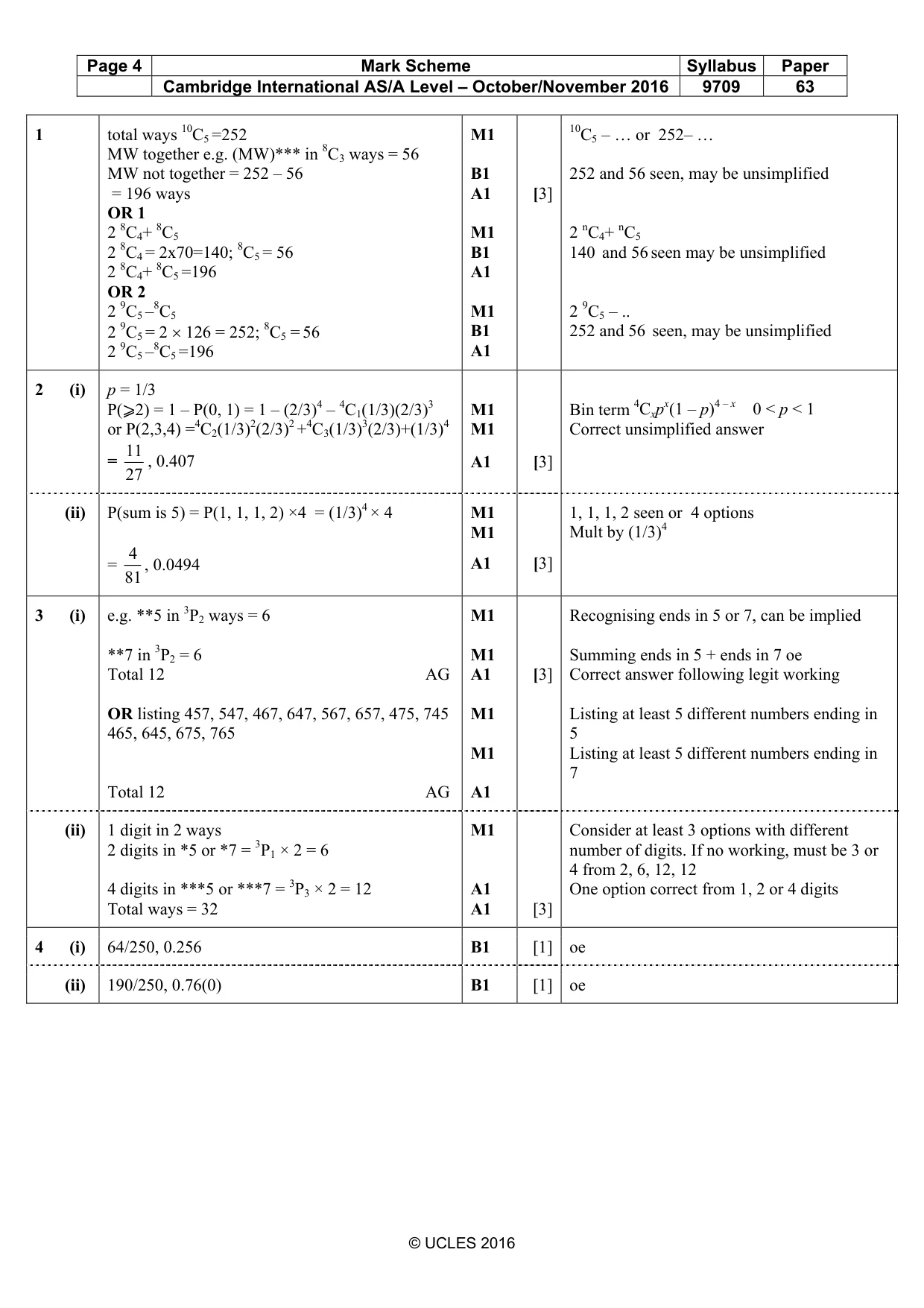 Mark scheme, page 4 of 6