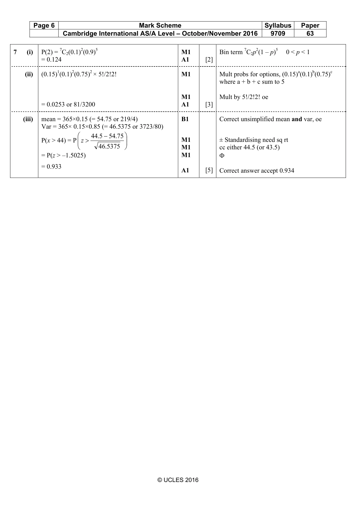Mark scheme, page 6 of 6