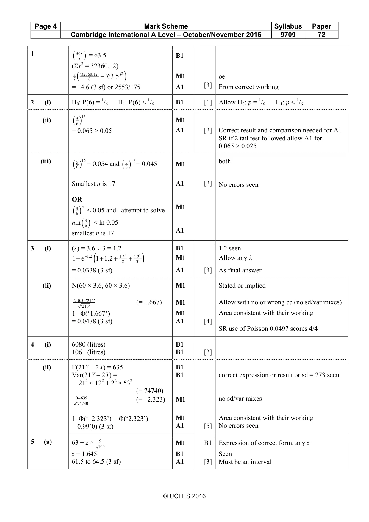 Mark scheme, page 4 of 6
