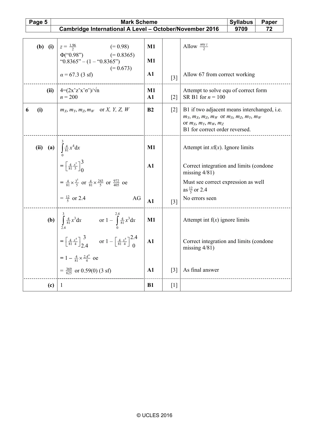 Mark scheme, page 5 of 6
