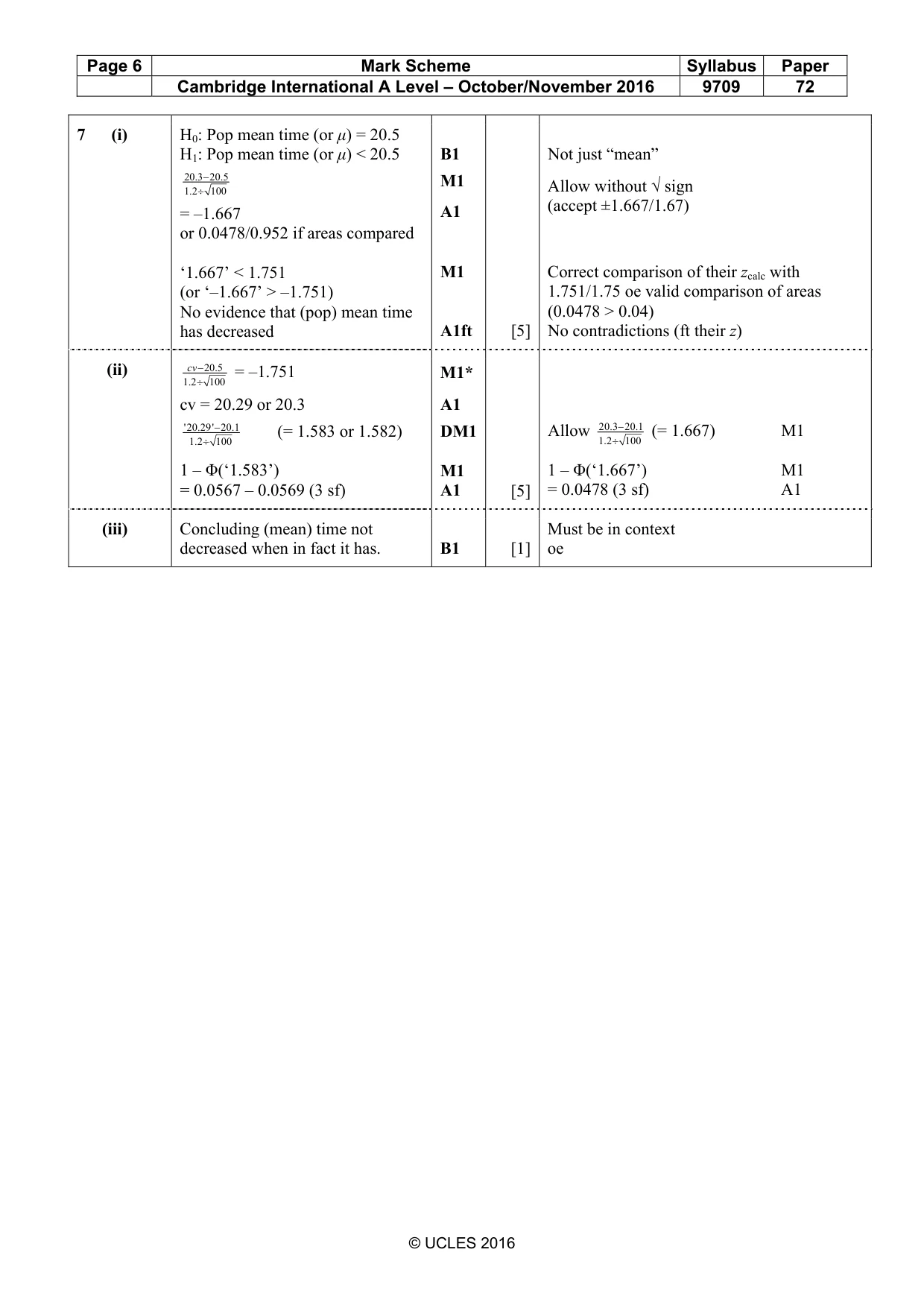 Mark scheme, page 6 of 6