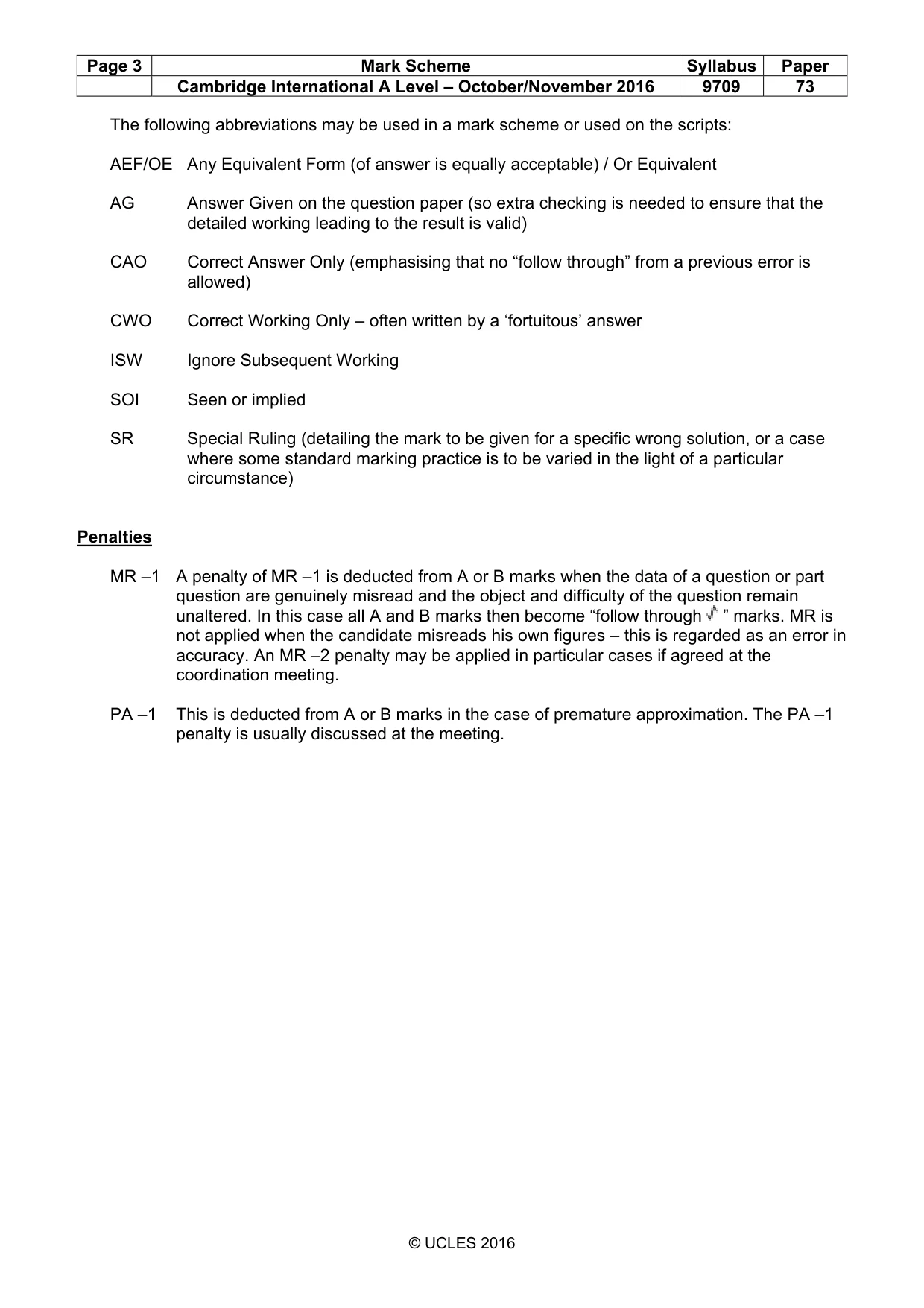 Mark scheme, page 3 of 6