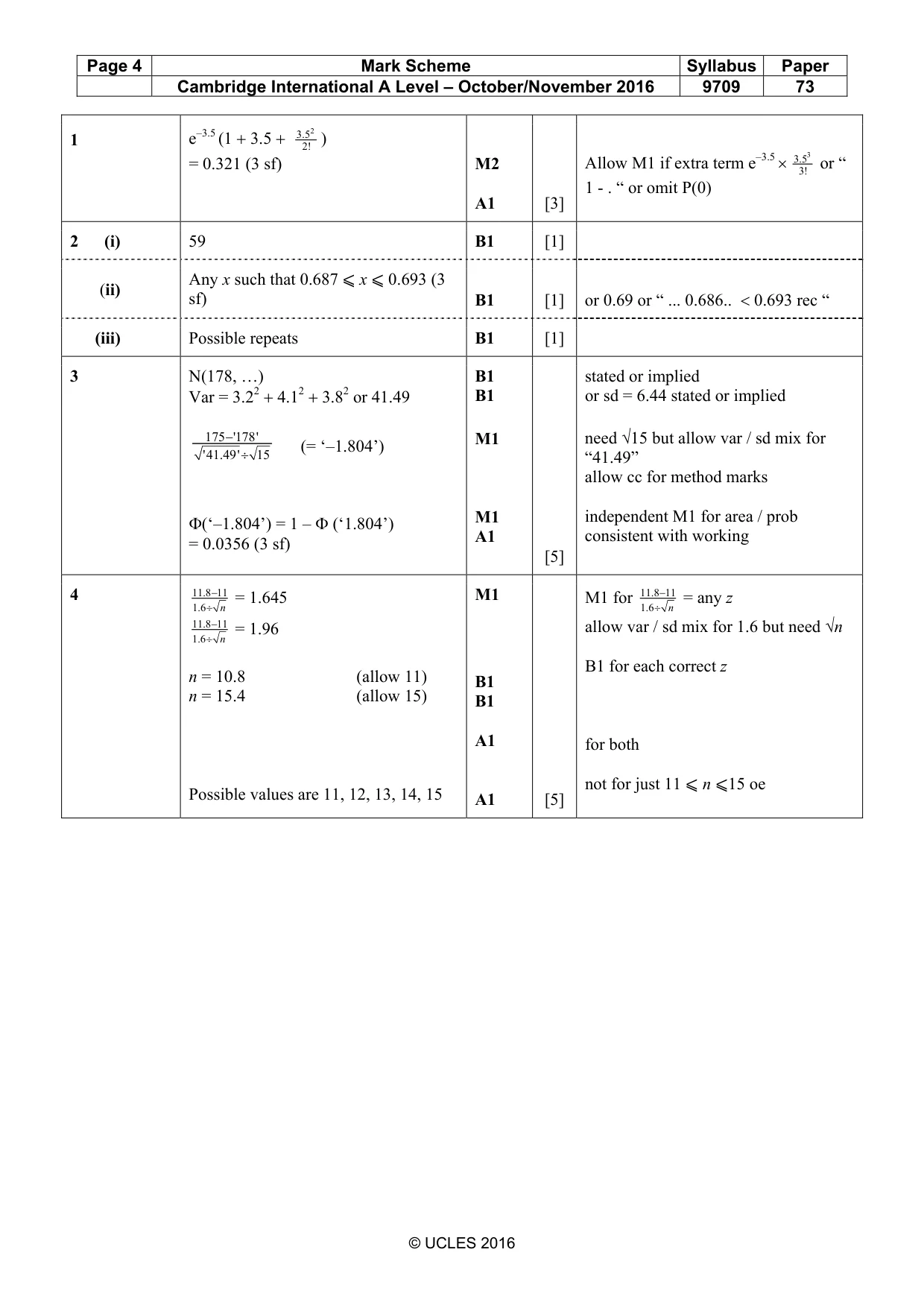Mark scheme, page 4 of 6