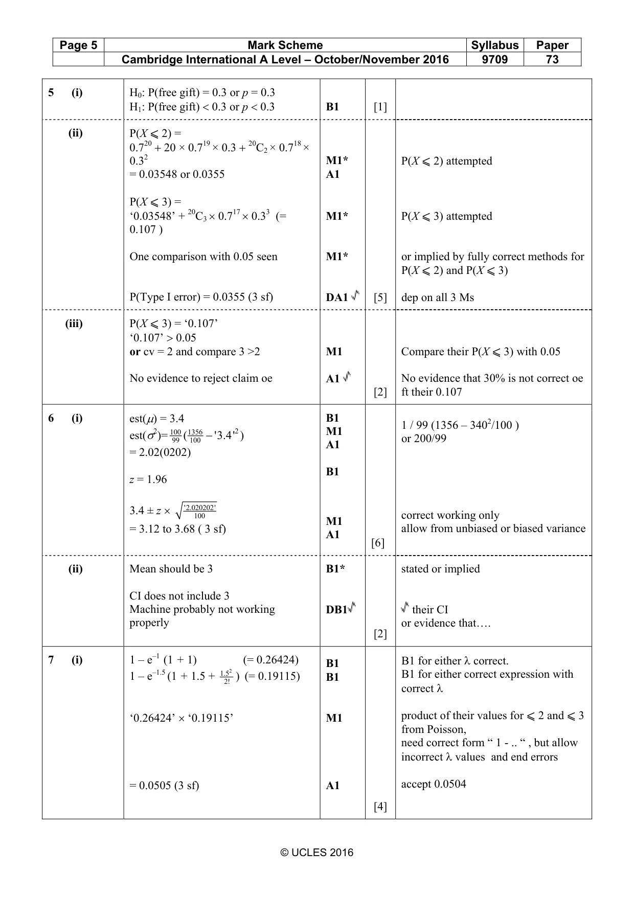 Mark scheme, page 5 of 6
