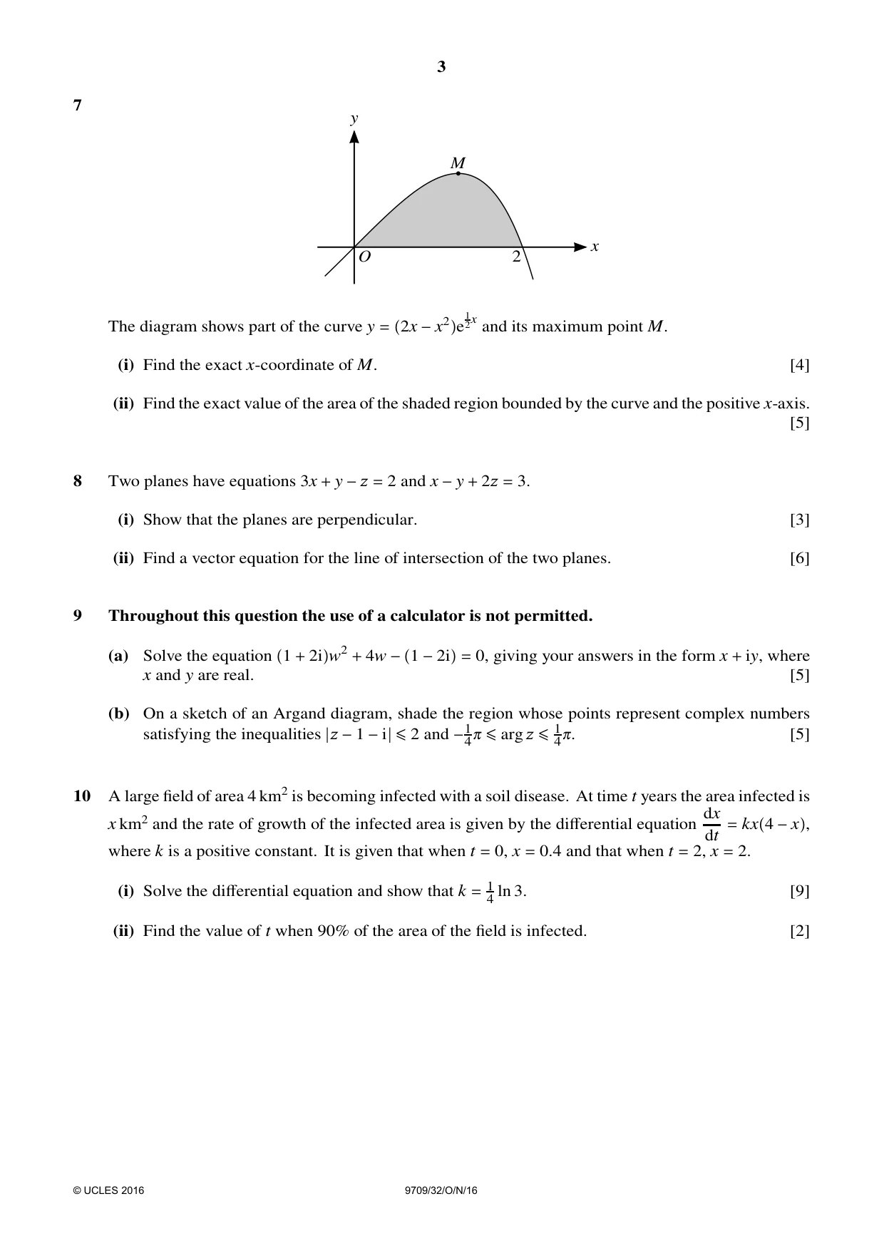 Cambridge A Level Mathematics 9709 2016 Oct/Nov Paper 3 · Variant 2 question paper, page 3 of 4