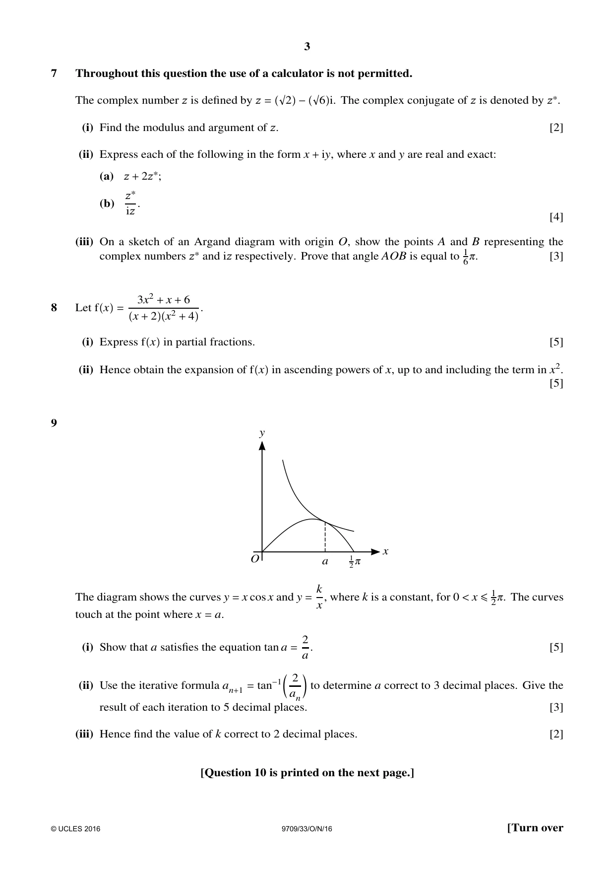 Cambridge A Level Mathematics 9709 2016 Oct/Nov Paper 3 · Variant 3 question paper, page 3 of 4