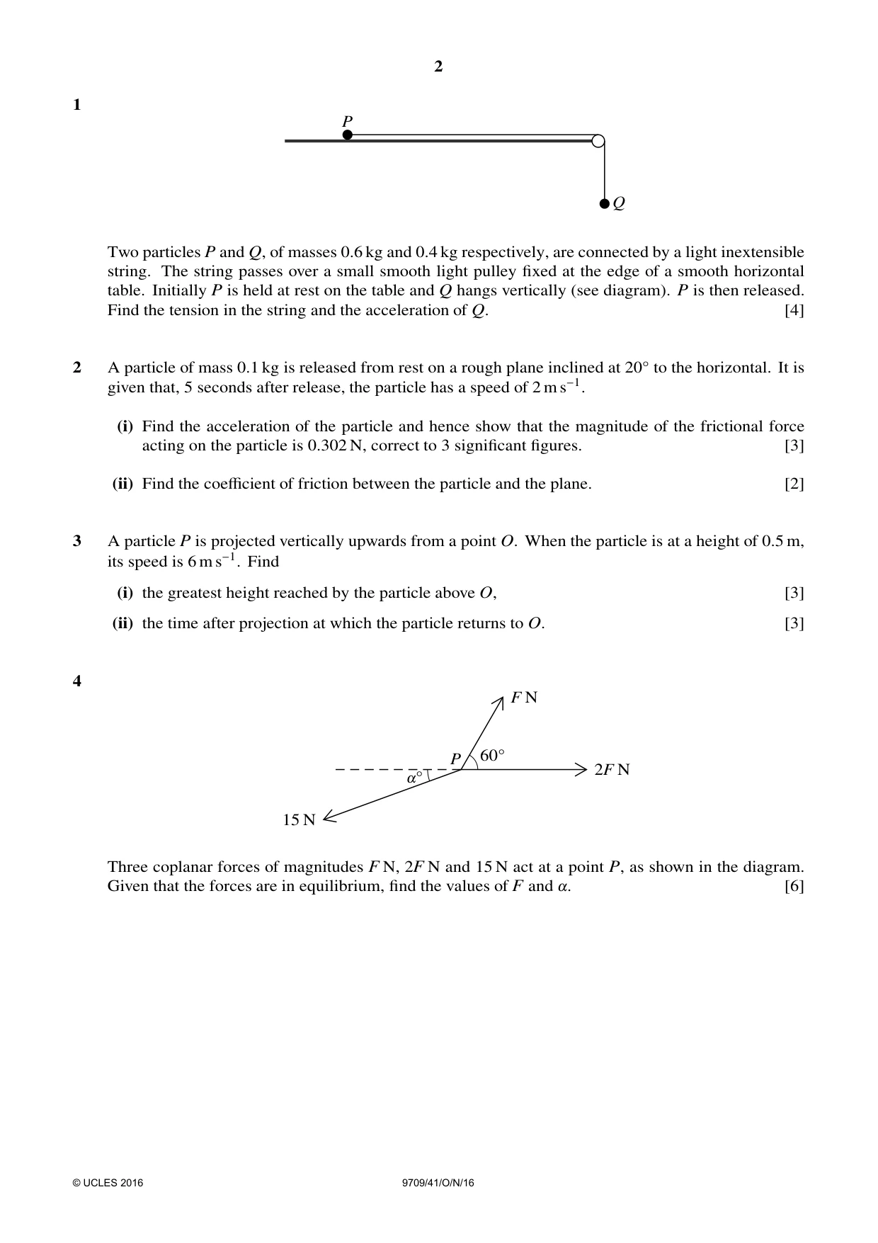 Cambridge A Level Mathematics 9709 2016 Oct/Nov Paper 4 · Variant 1 question paper, page 2 of 4