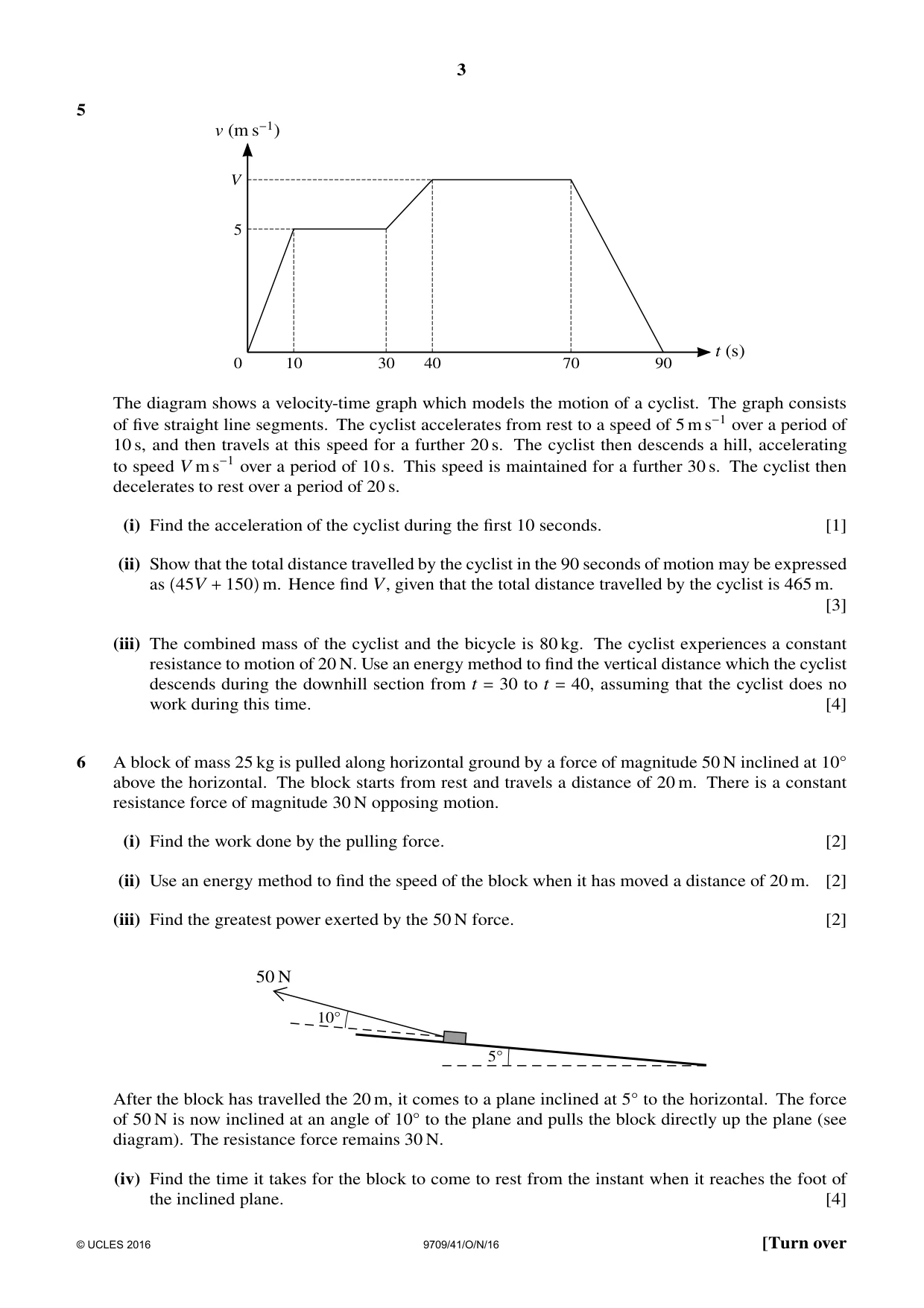 Cambridge A Level Mathematics 9709 2016 Oct/Nov Paper 4 · Variant 1 question paper, page 3 of 4