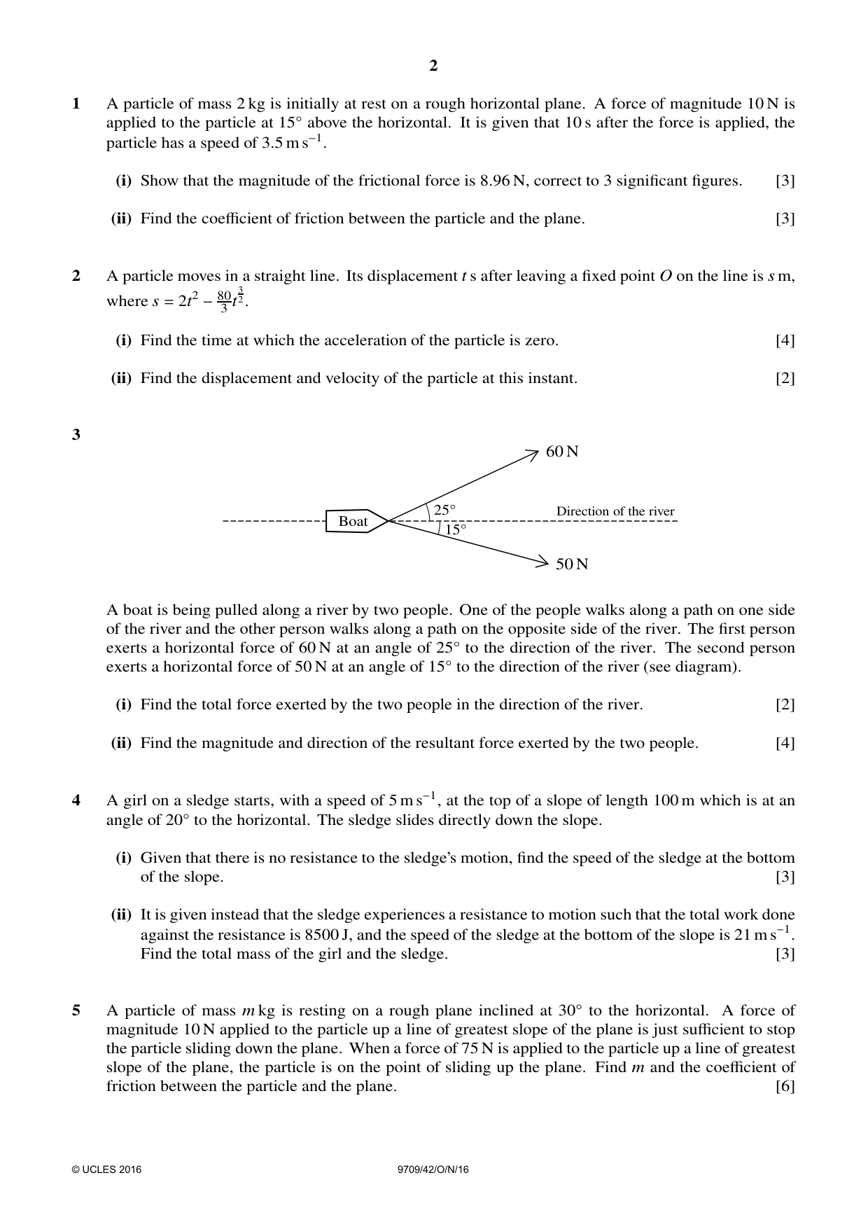 Cambridge A Level Mathematics 9709 2016 Oct/Nov Paper 4 · Variant 2 question paper, page 2 of 4