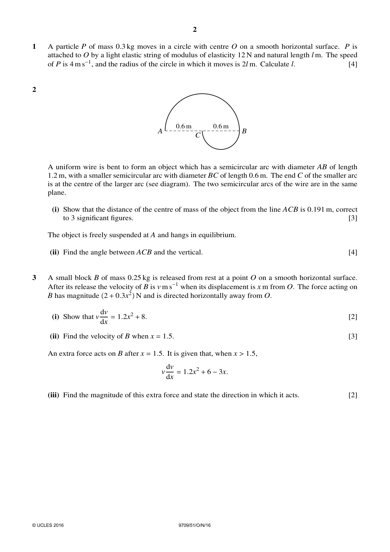 Cambridge A Level Mathematics 9709 2016 Oct/Nov Paper 5 · Variant 1 question paper, page 2 of 4