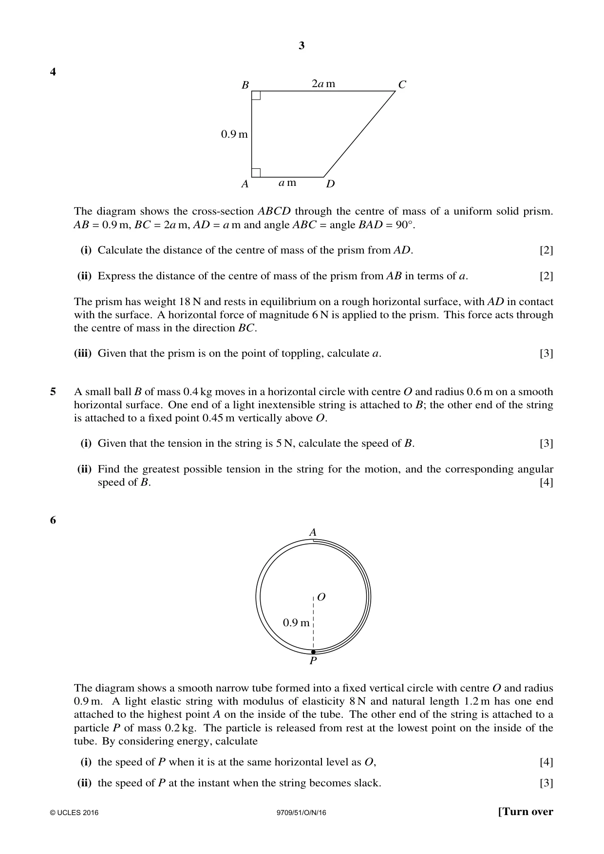 Cambridge A Level Mathematics 9709 2016 Oct/Nov Paper 5 · Variant 1 question paper, page 3 of 4