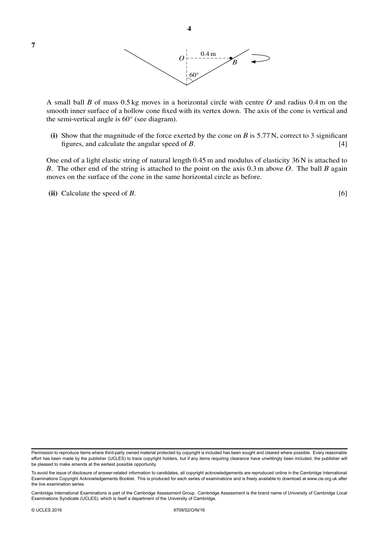 Cambridge A Level Mathematics 9709 2016 Oct/Nov Paper 5 · Variant 2 question paper, page 4 of 4