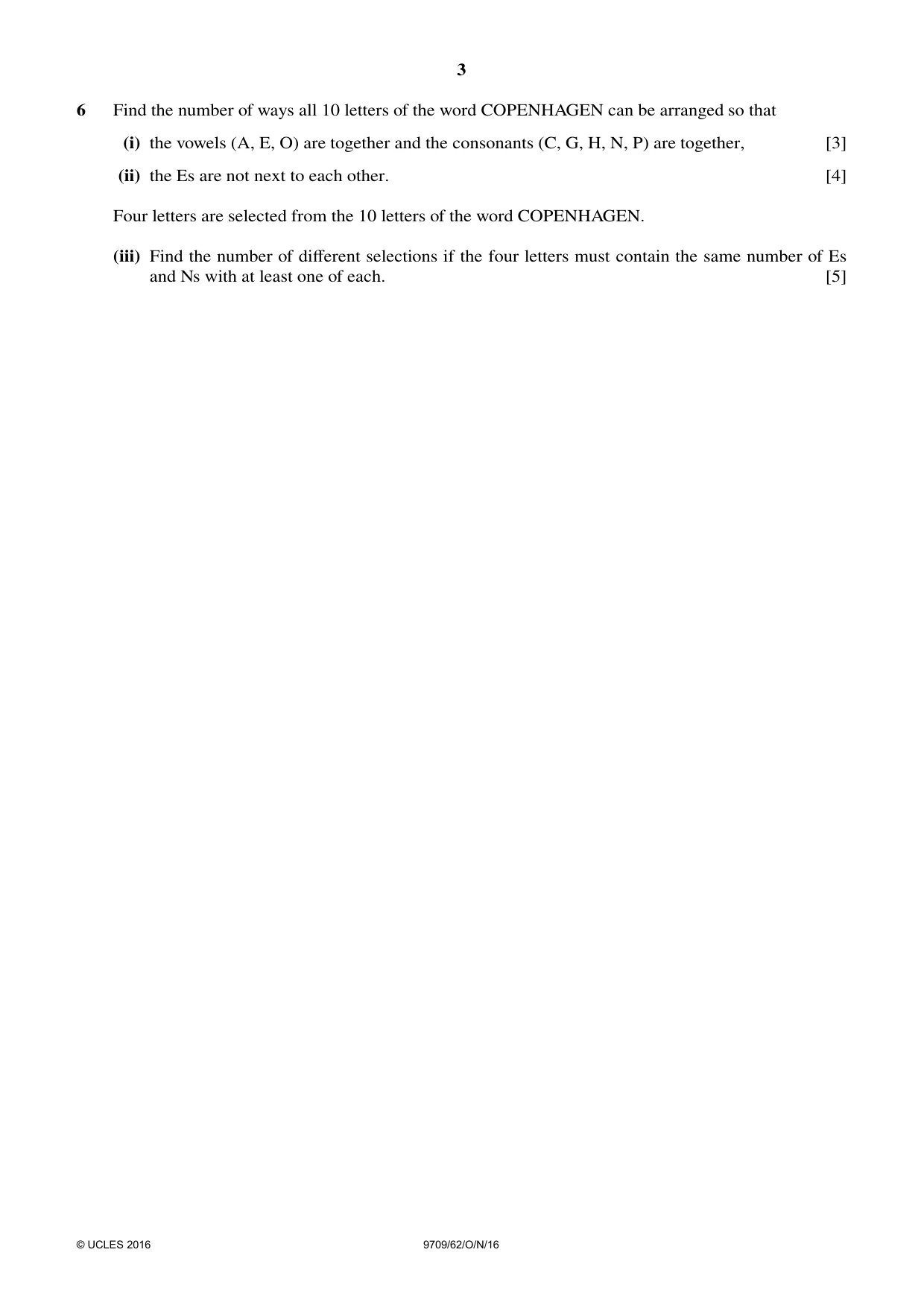 Cambridge A Level Mathematics 9709 2016 Oct/Nov Paper 6 · Variant 2 question paper, page 3 of 4