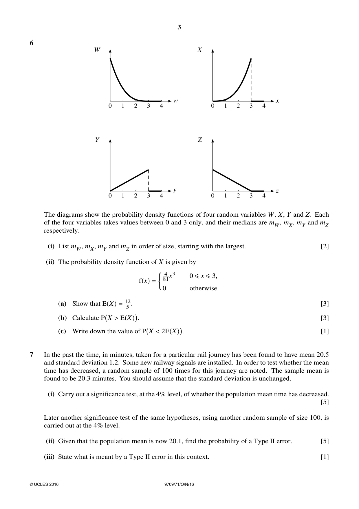 Cambridge A Level Mathematics 9709 2016 Oct/Nov Paper 7 · Variant 1 question paper, page 3 of 4