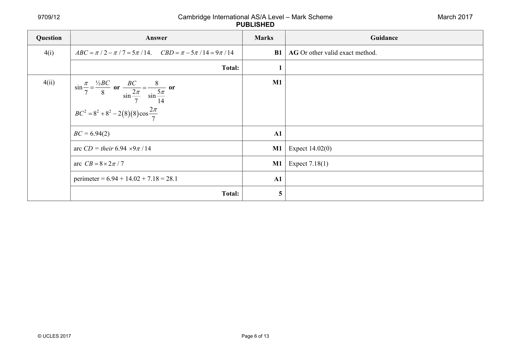 Mark scheme, page 6 of 13
