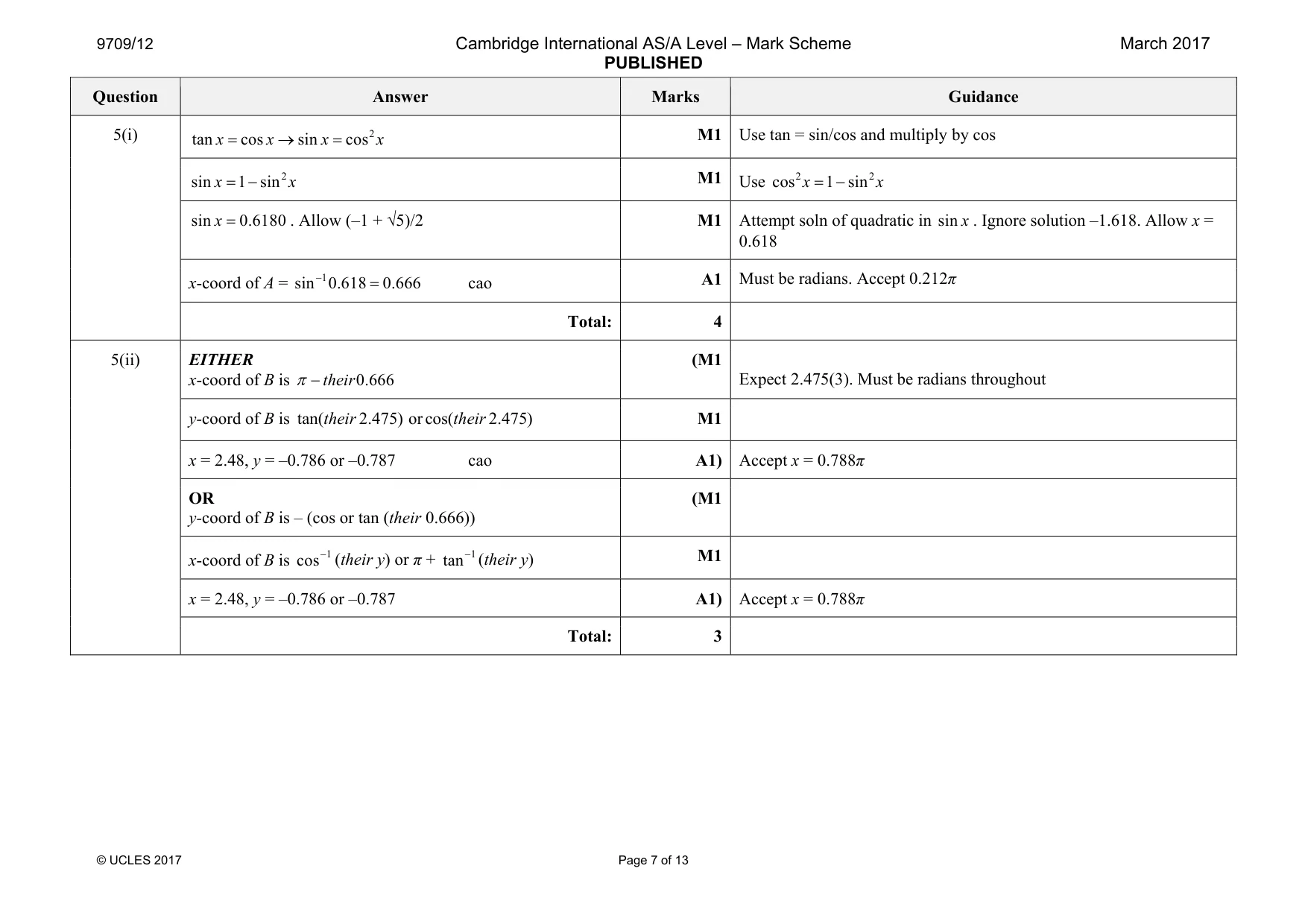 Mark scheme, page 7 of 13