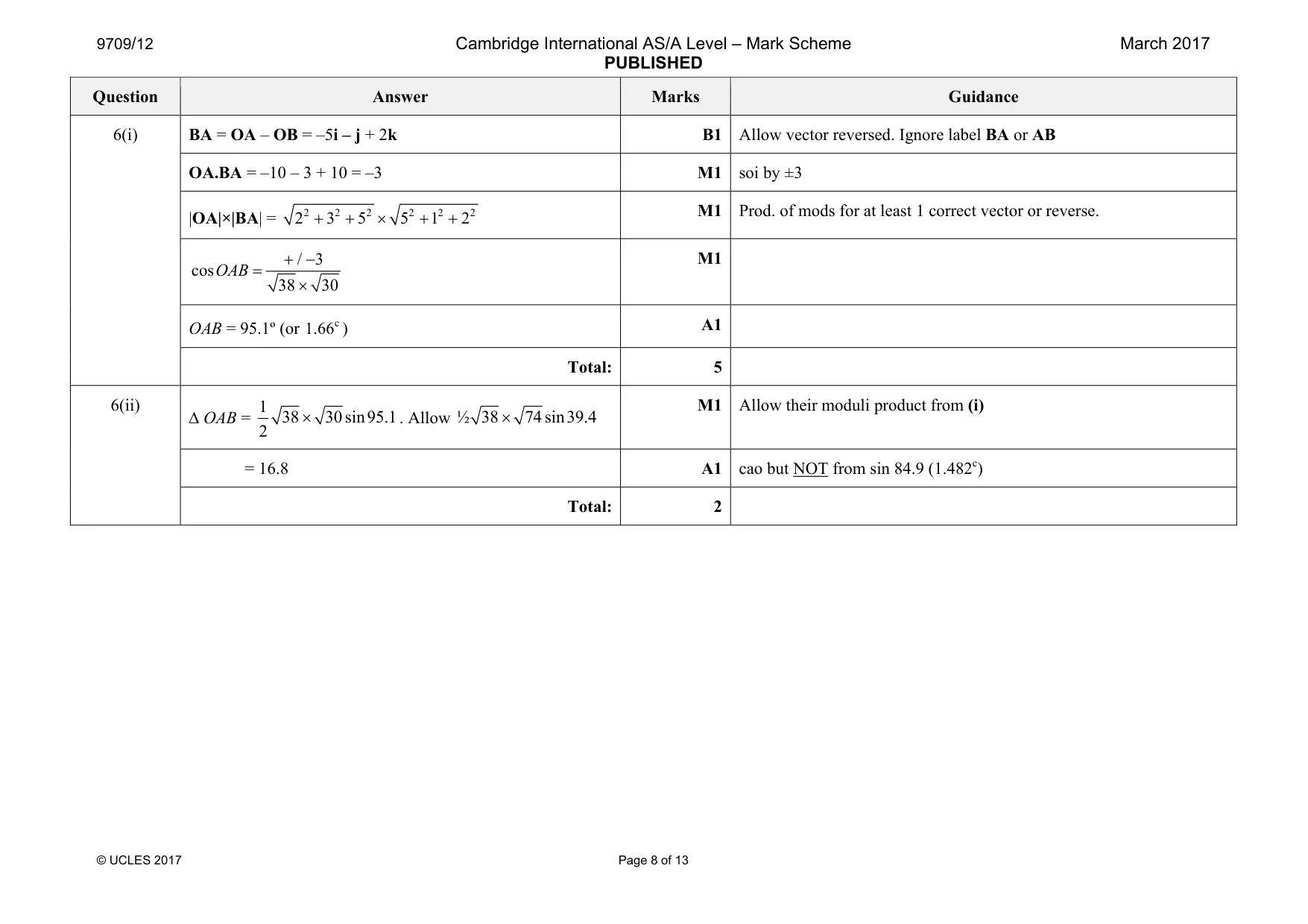 Mark scheme, page 8 of 13