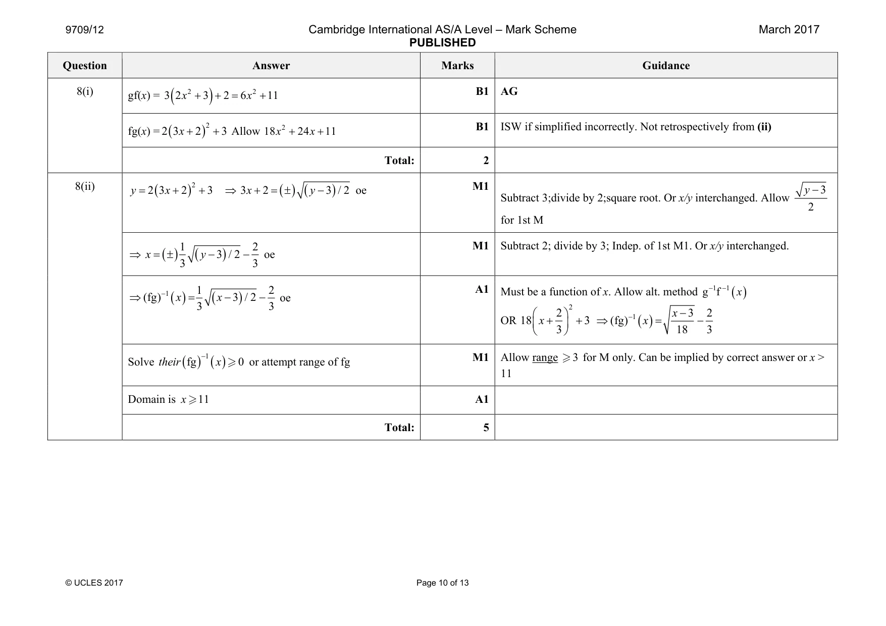 Mark scheme, page 10 of 13