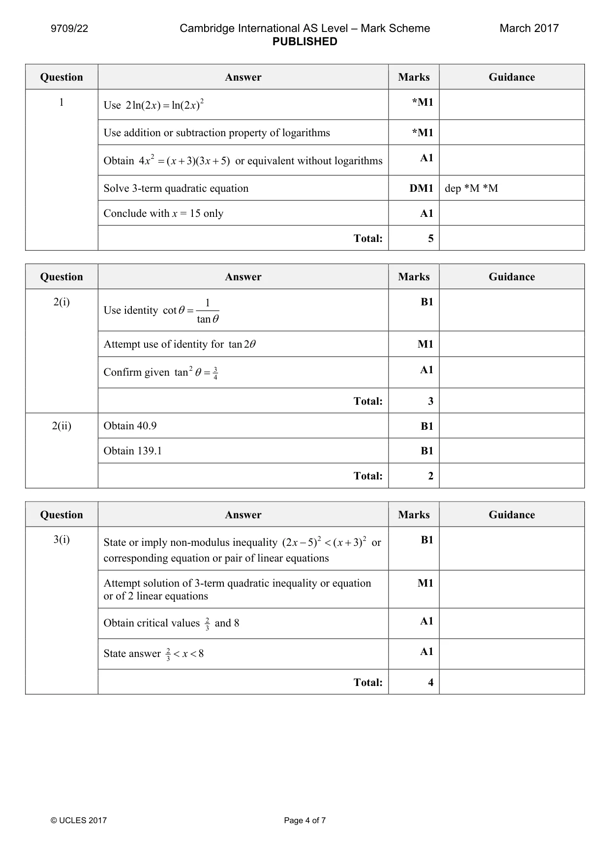 Mark scheme, page 4 of 7
