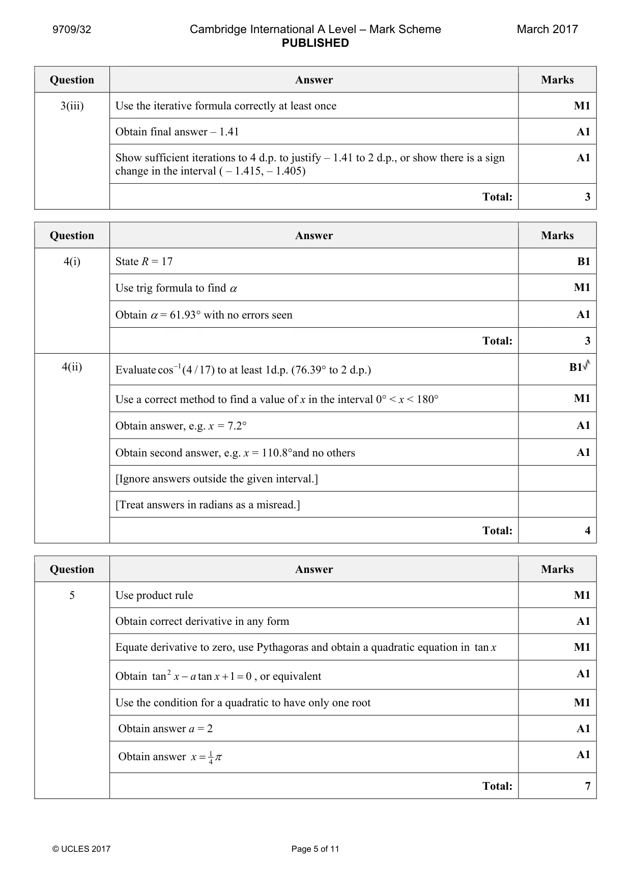 Mark scheme, page 5 of 11
