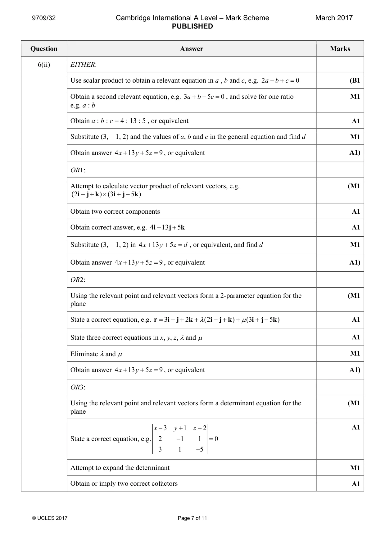 Mark scheme, page 7 of 11