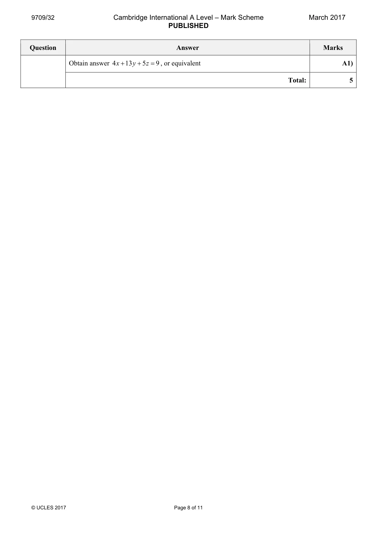 Mark scheme, page 8 of 11