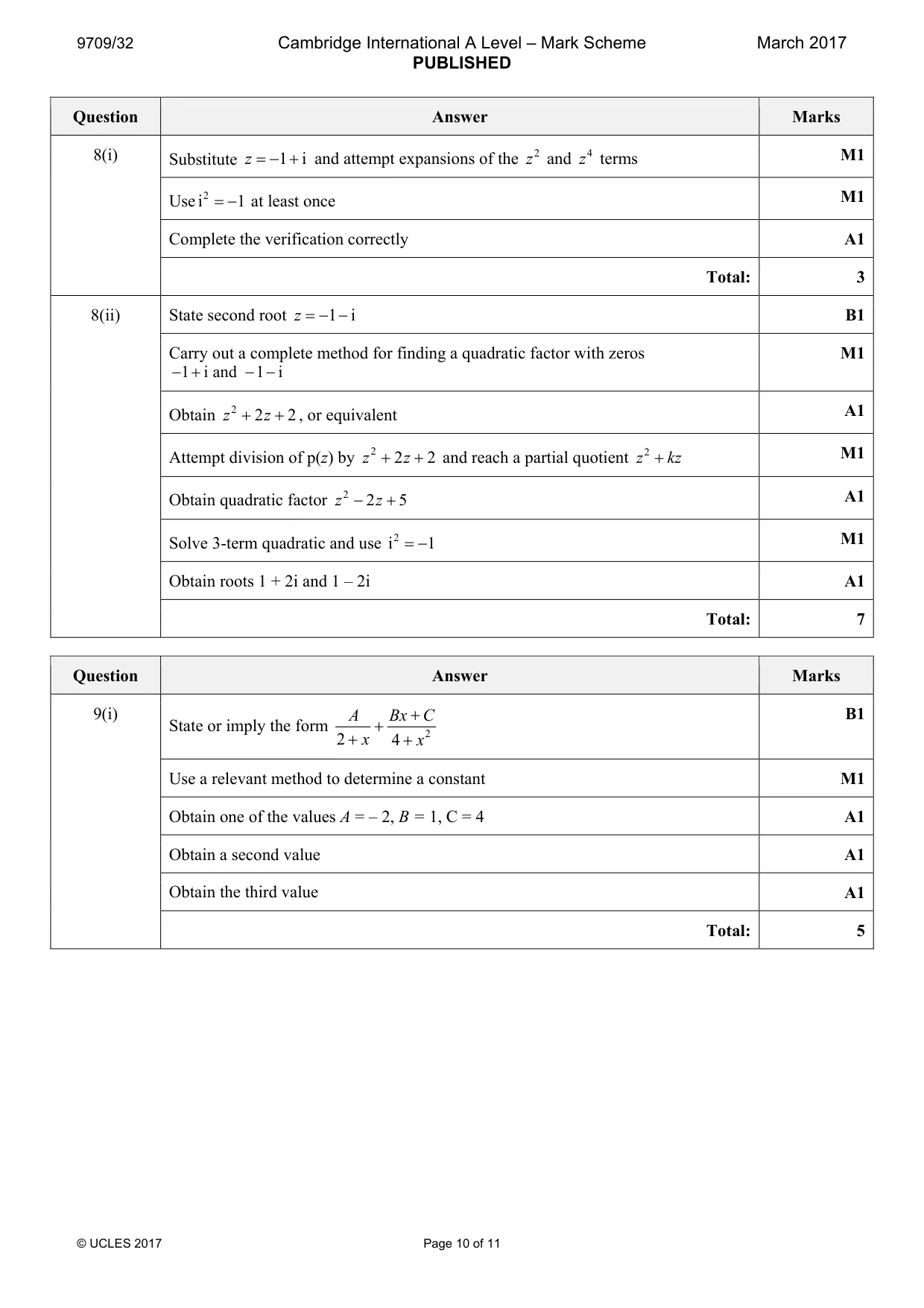 Mark scheme, page 10 of 11