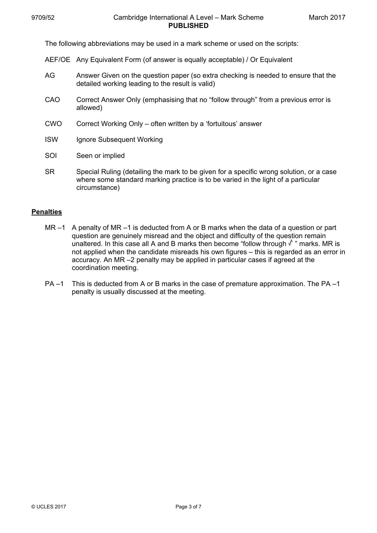 Mark scheme, page 3 of 7
