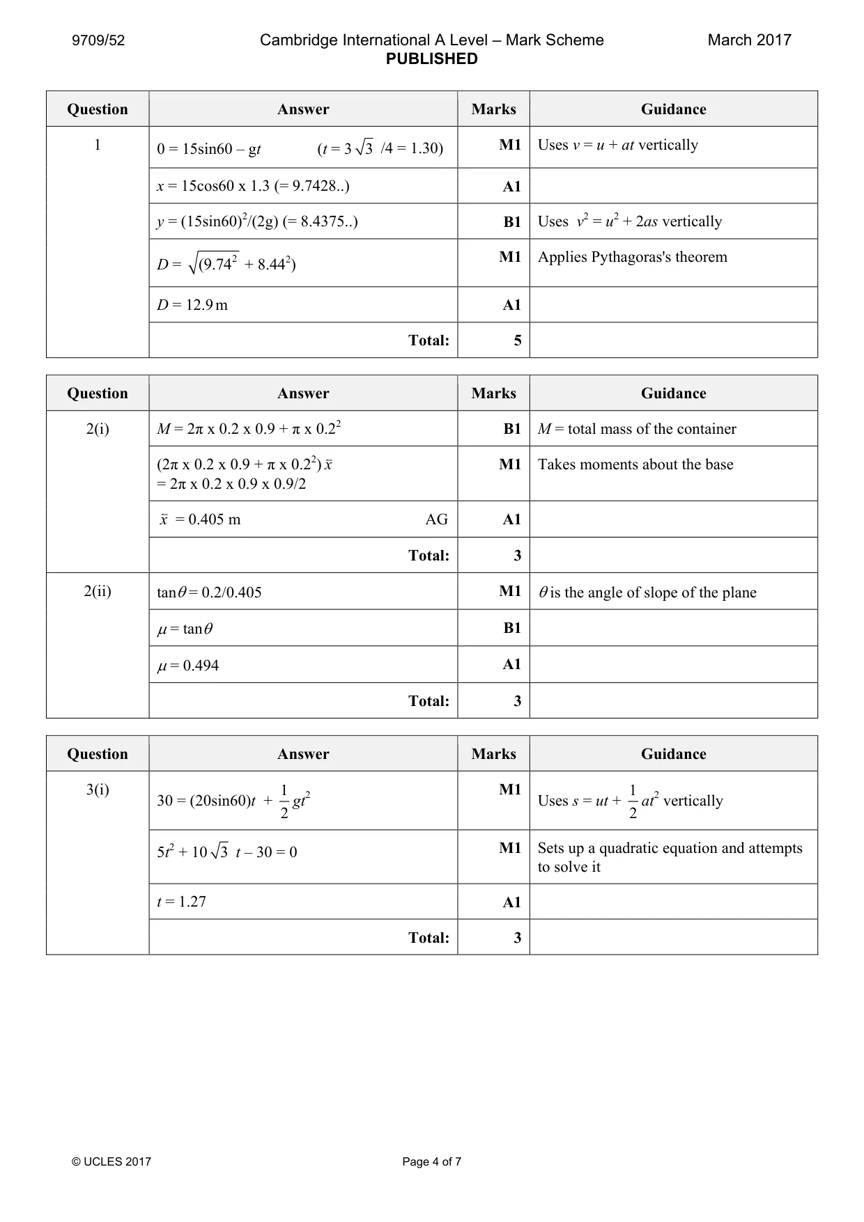 Mark scheme, page 4 of 7
