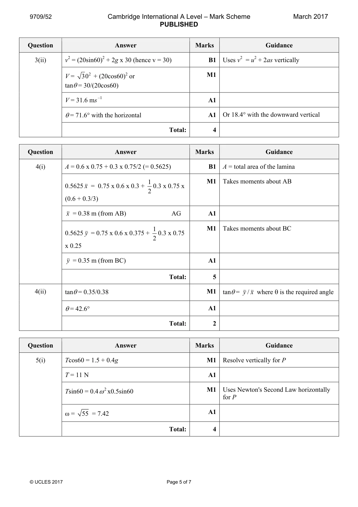 Mark scheme, page 5 of 7