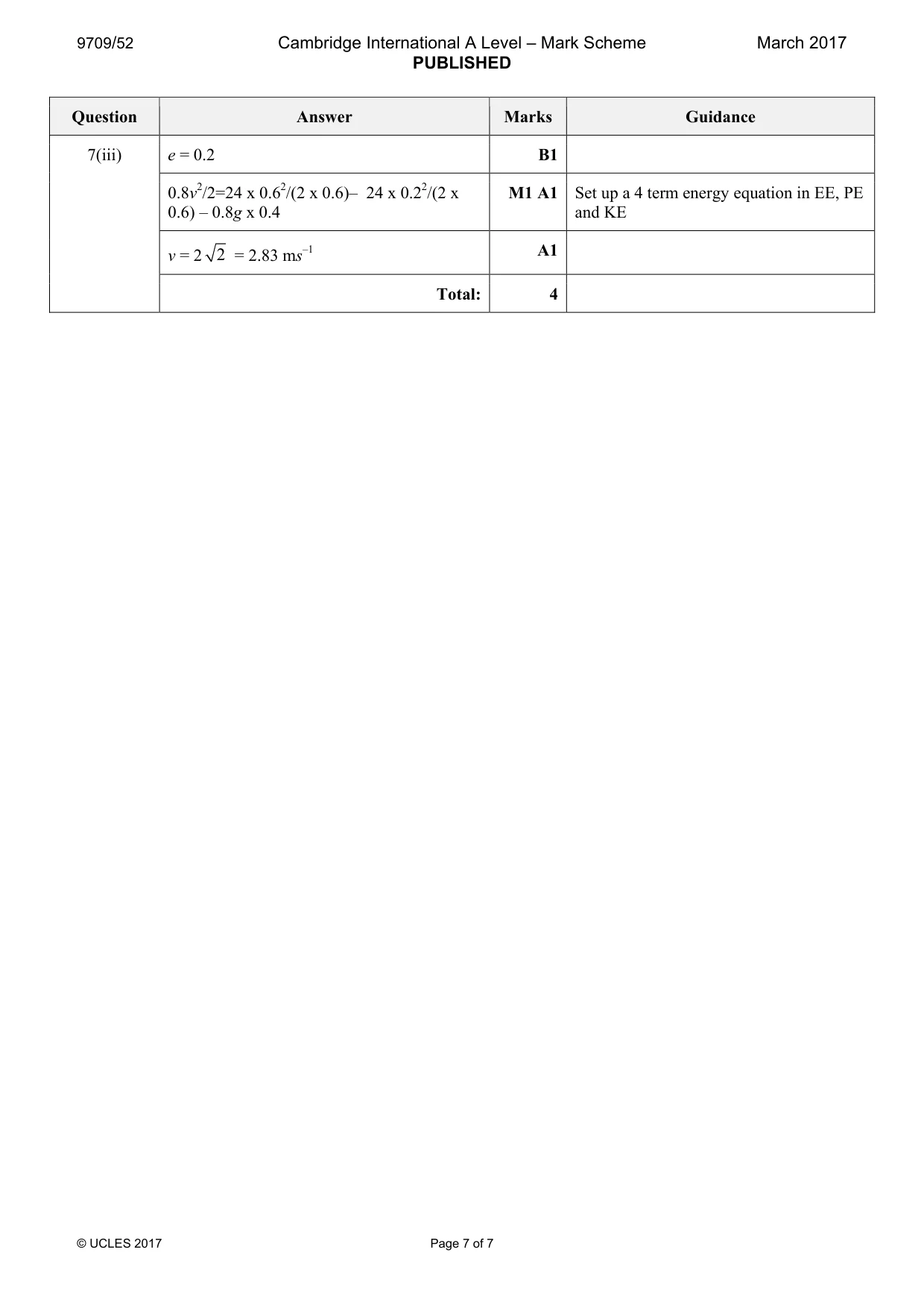Mark scheme, page 7 of 7