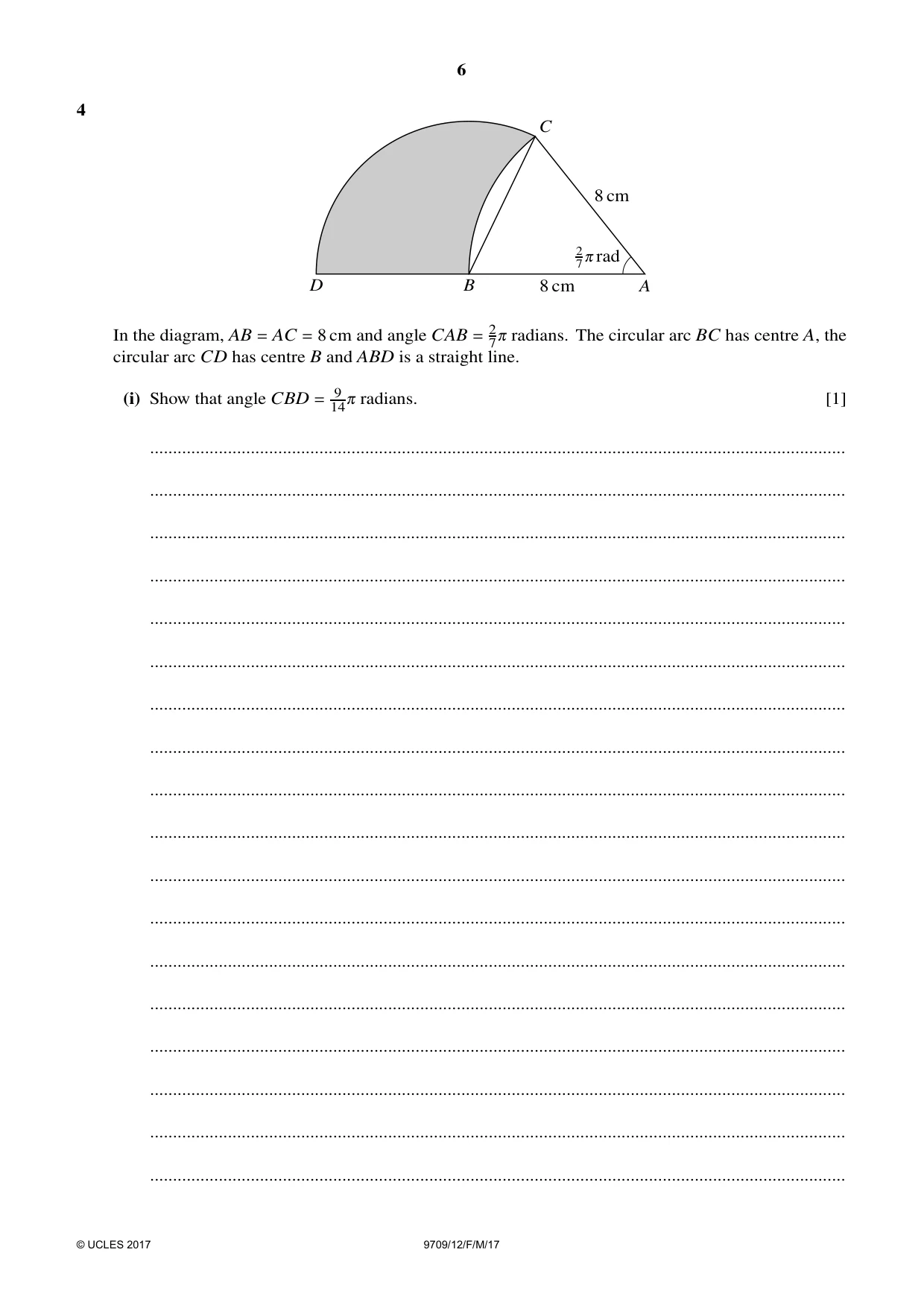 Cambridge A Level Mathematics 9709 2017 Feb/March Paper 1 · Variant 2 question paper, page 6 of 20