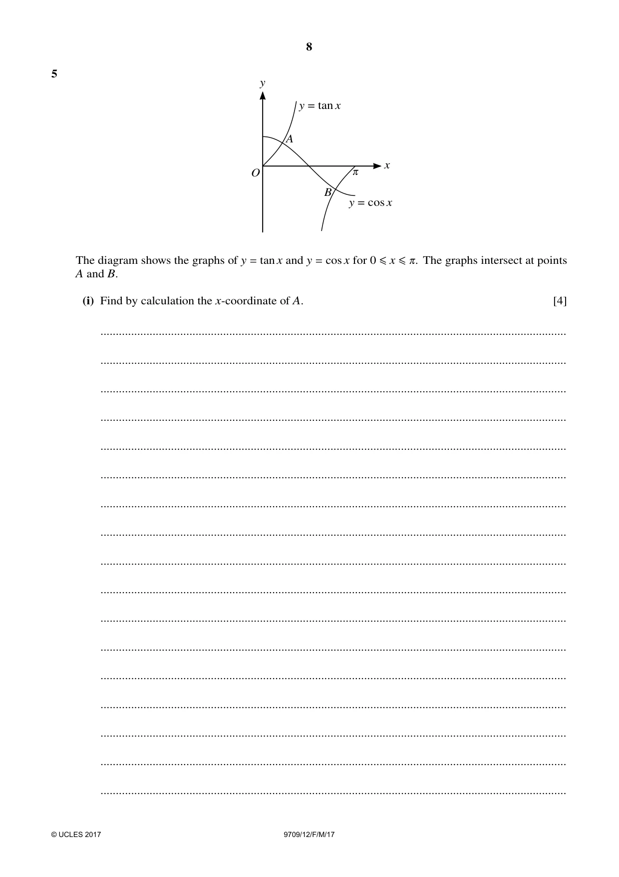 Cambridge A Level Mathematics 9709 2017 Feb/March Paper 1 · Variant 2 question paper, page 8 of 20