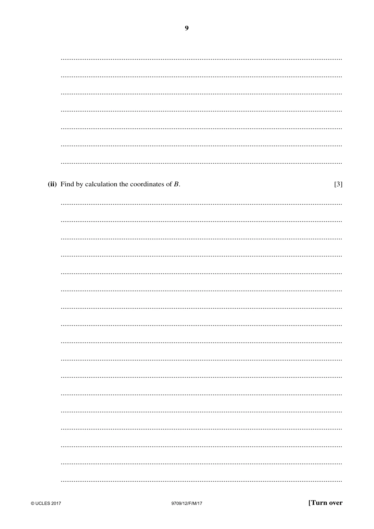 Cambridge A Level Mathematics 9709 2017 Feb/March Paper 1 · Variant 2 question paper, page 9 of 20