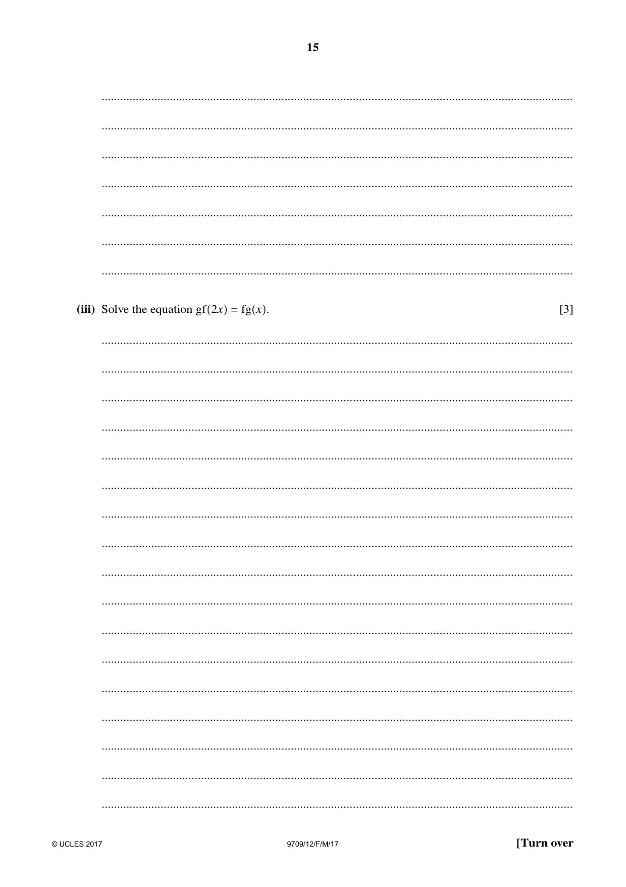 Cambridge A Level Mathematics 9709 2017 Feb/March Paper 1 · Variant 2 question paper, page 15 of 20