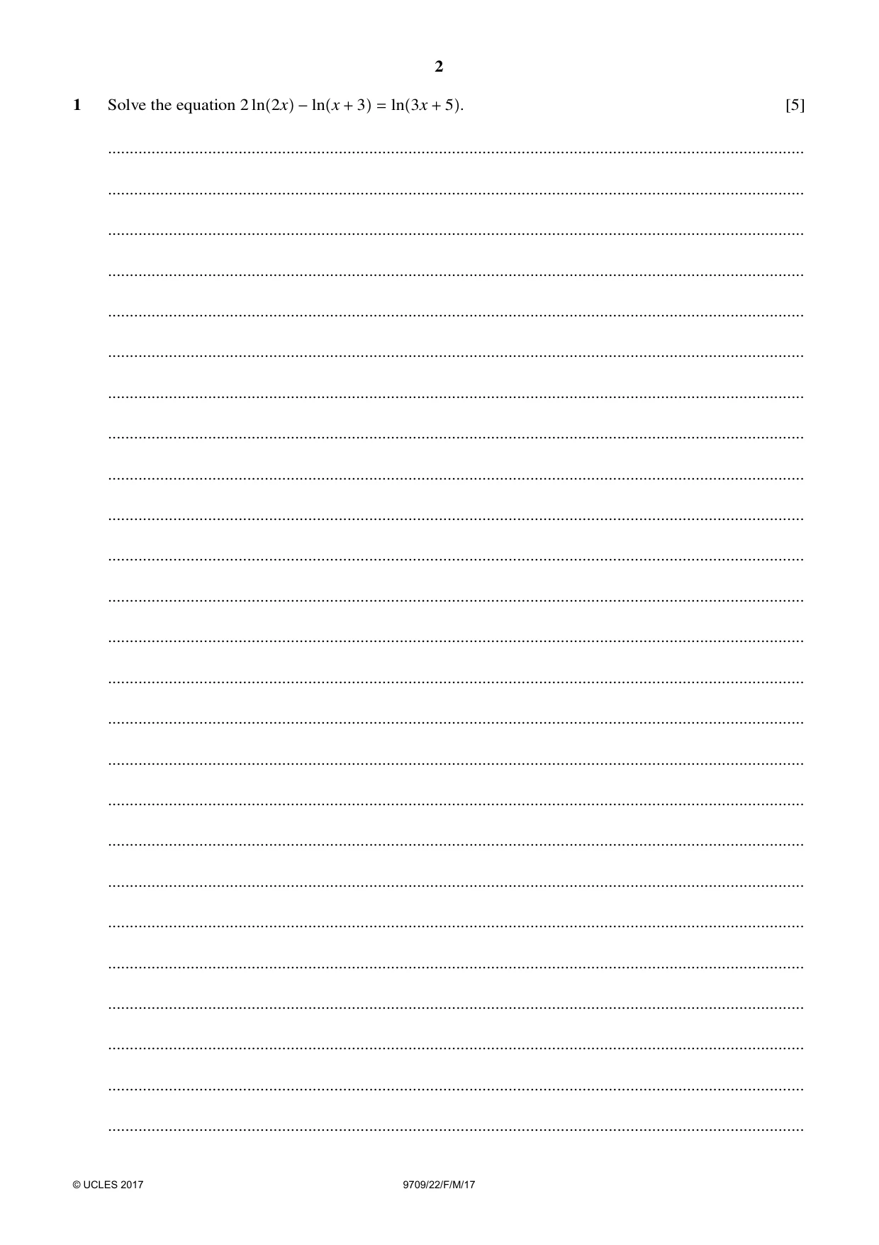 Cambridge A Level Mathematics 9709 2017 Feb/March Paper 2 · Variant 2 question paper, page 2 of 12