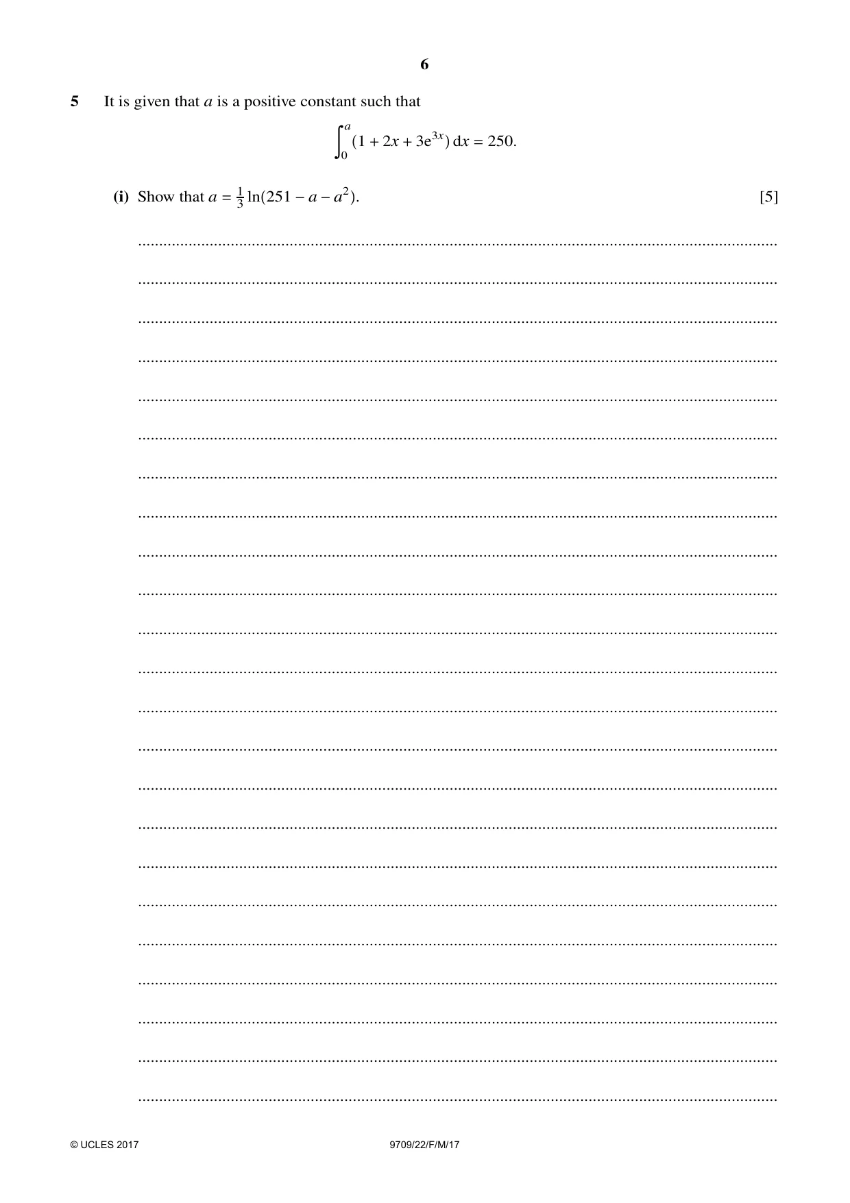 Cambridge A Level Mathematics 9709 2017 Feb/March Paper 2 · Variant 2 question paper, page 6 of 12