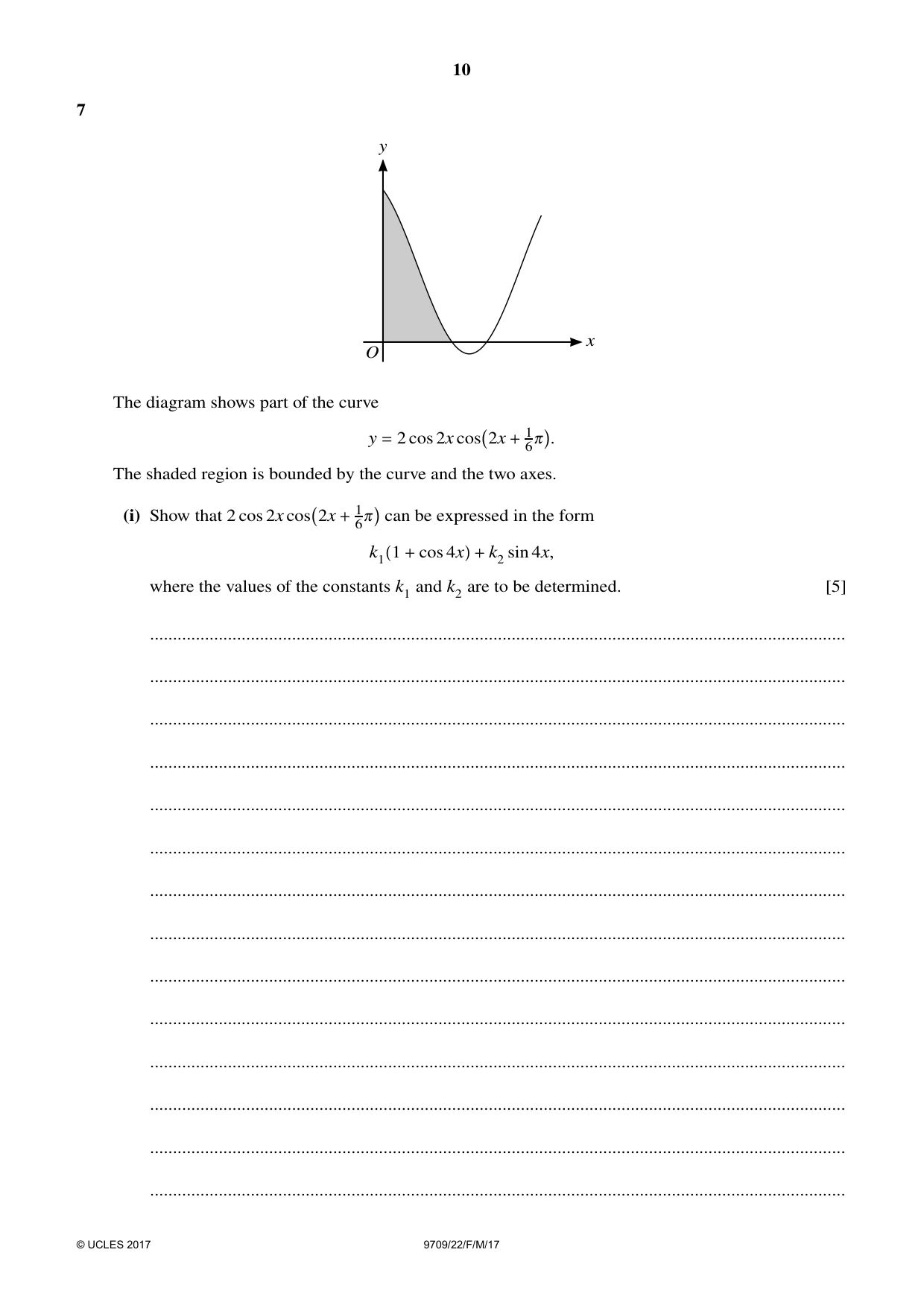 Cambridge A Level Mathematics 9709 2017 Feb/March Paper 2 · Variant 2 question paper, page 10 of 12